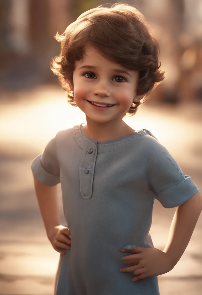a happy cute standing short hair, vestindo uma fantasia espacial, , fundo branco, barnet, toon, estilo pixar, 3d, desenhos animados, rosto detalhado, asymmetrical 16k