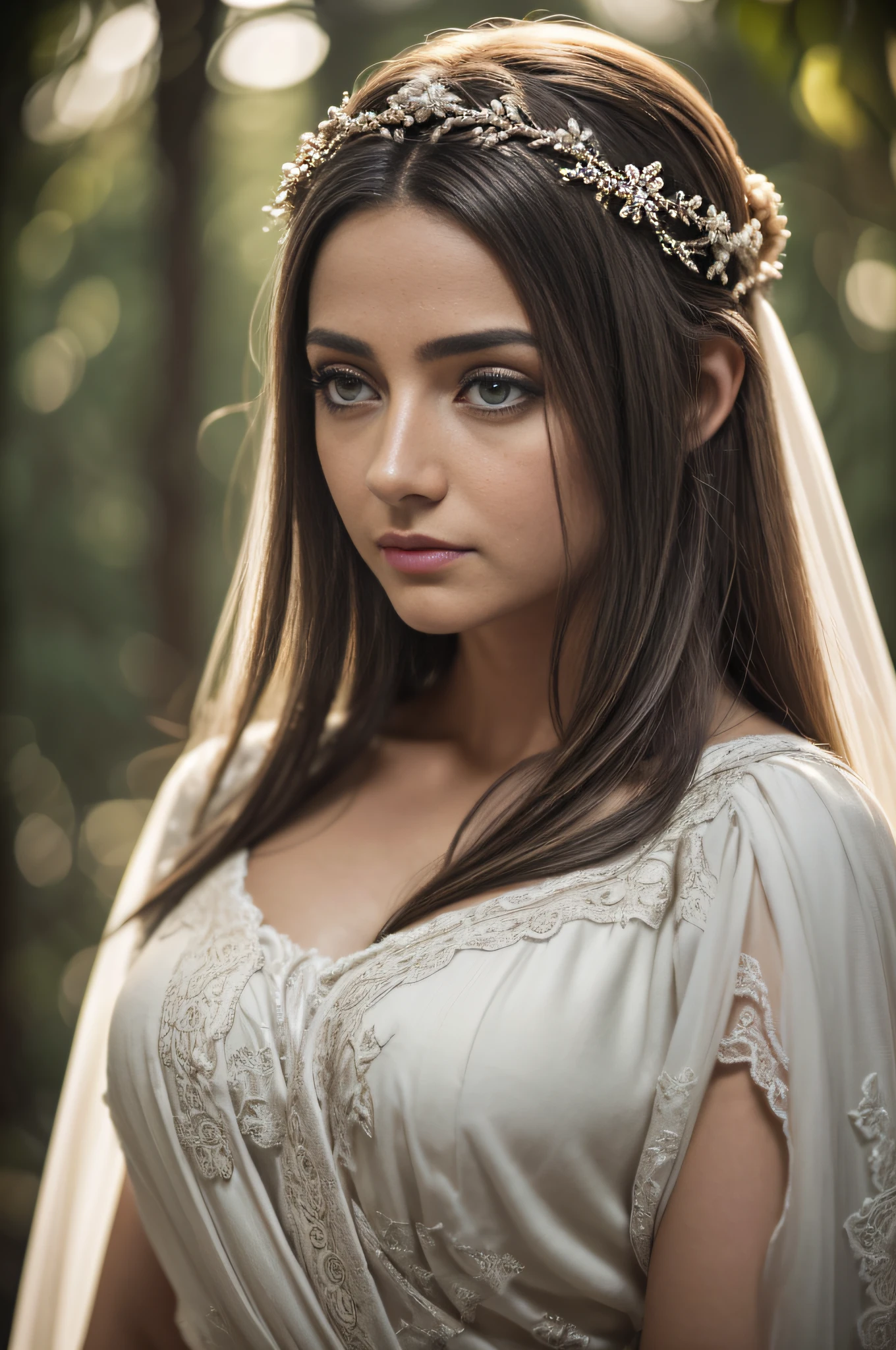 close up de uma mulher europeia, cabelo longo de gengibre, floresta de inverno, (decote), (seios pequenos), textura de pele natural, 24mm, texturas 4k, soft Cinematic Light, foto RAW, fotorrealismo, foto realista, intrincado, elegante, altamente detalhado, foco nítido, (((((cinematic look))), tons suaves, detalhes insanos, detalhes intrincados, hiper detalhado, baixo contraste, soft Cinematic Light, cores escuras, exposure blending, HDR, desbotado
