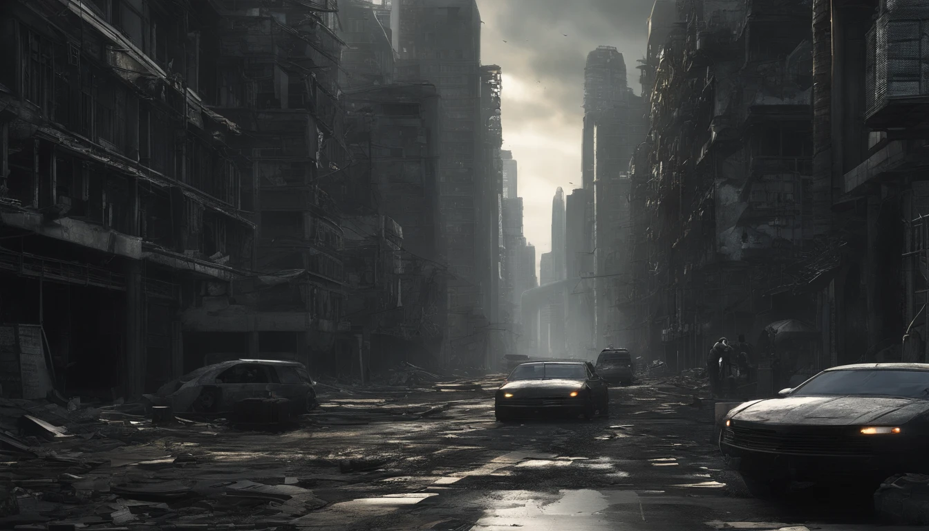 (best quality,4k,8k,highres,masterpiece:1.2),ultra-detailed,(realistic,photorealistic,photo-realistic:1.37),dystopian cityscape,vibrant colors,high-rise buildings,glowing neon lights,futuristic architecture,lively atmosphere,flying cars,hovering drones,crowded streets,billboards projecting holographic ads,imposing skyscrapers,reflective surfaces,evocative steam rising from the vents,urban decay,helicopters patrolling the city,smoke-filled alleyways,abandoned vehicles,graffiti-covered walls,technological advancements,ominous dark clouds loom overhead,endless rows of windows,towering monoliths,pulsating energy,unusual-shaped structures,bleak urban landscape,buzzing city life,chaotic traffic,mysterious figures in shadows,secrets lurking within the city,high-tech gadgets,blurred boundaries between reality and virtual worlds,desolate city outskirts,harsh contrast between color and bleakness,uneasy feeling in the air,dystopian future,urban dystopia,post-apocalyptic vibes,dimly lit streets,crumbling infrastructure,overgrown nature reclaiming the city,pervasive surveillance,unending motion and energy,pulsating rhythm of the cityscape,contrast between order and disorder,lost humanity in a technologically advanced world.