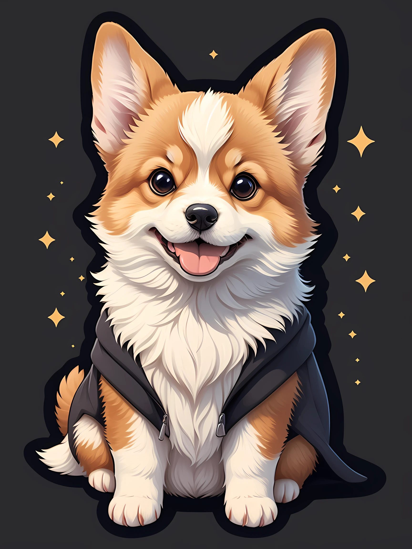 Sticker style, Anime style, tchibi, 1 Corgi, Cute corgi avatar, Geometric pattern background