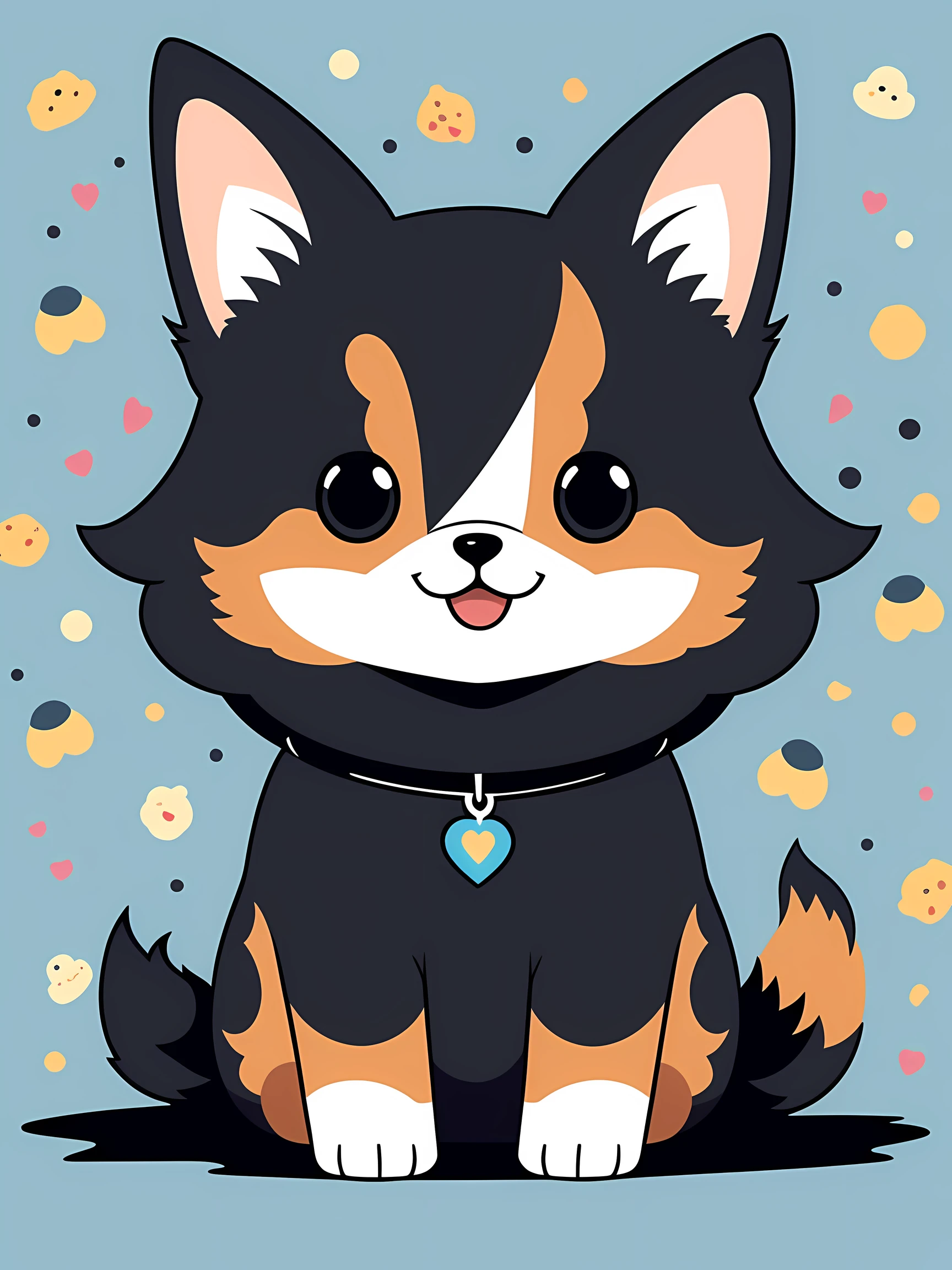 Sticker style, Anime style, tchibi, 1 Corgi, Cute corgi avatar, Geometric pattern background