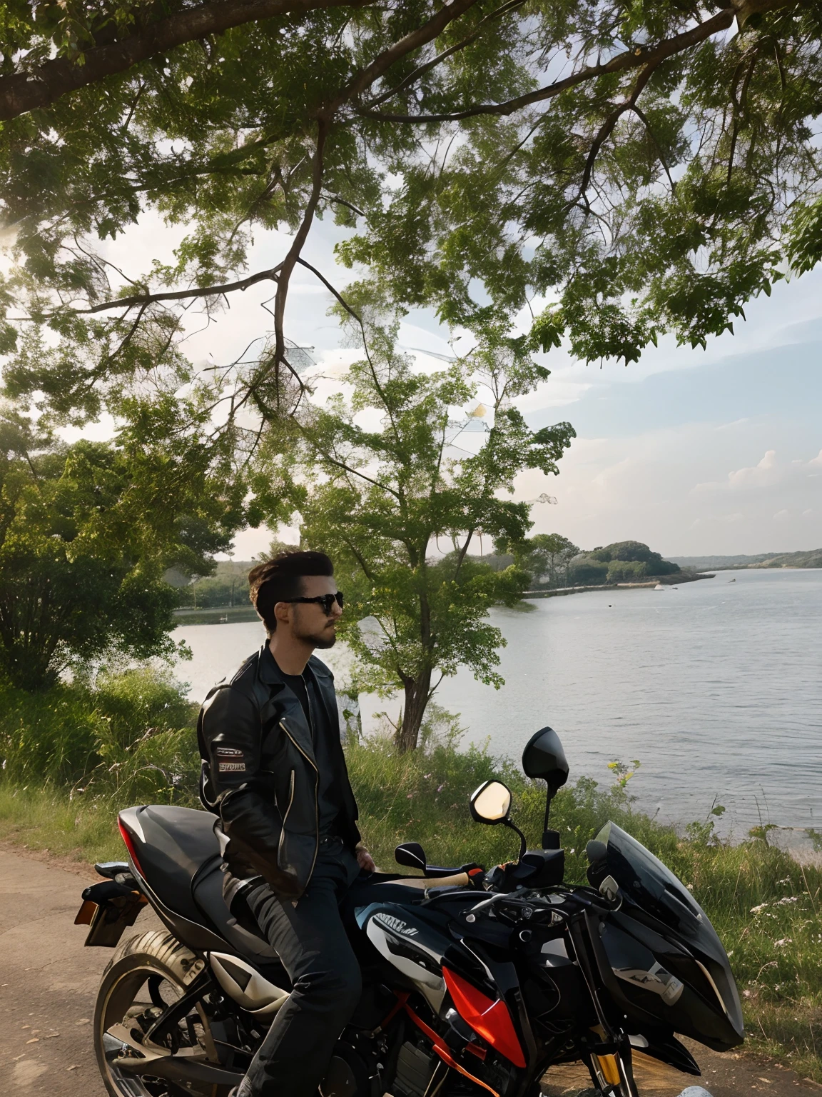 Make this photo stylish biker