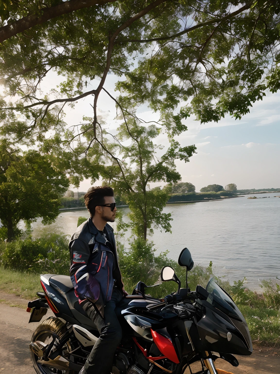 Make this photo stylish biker