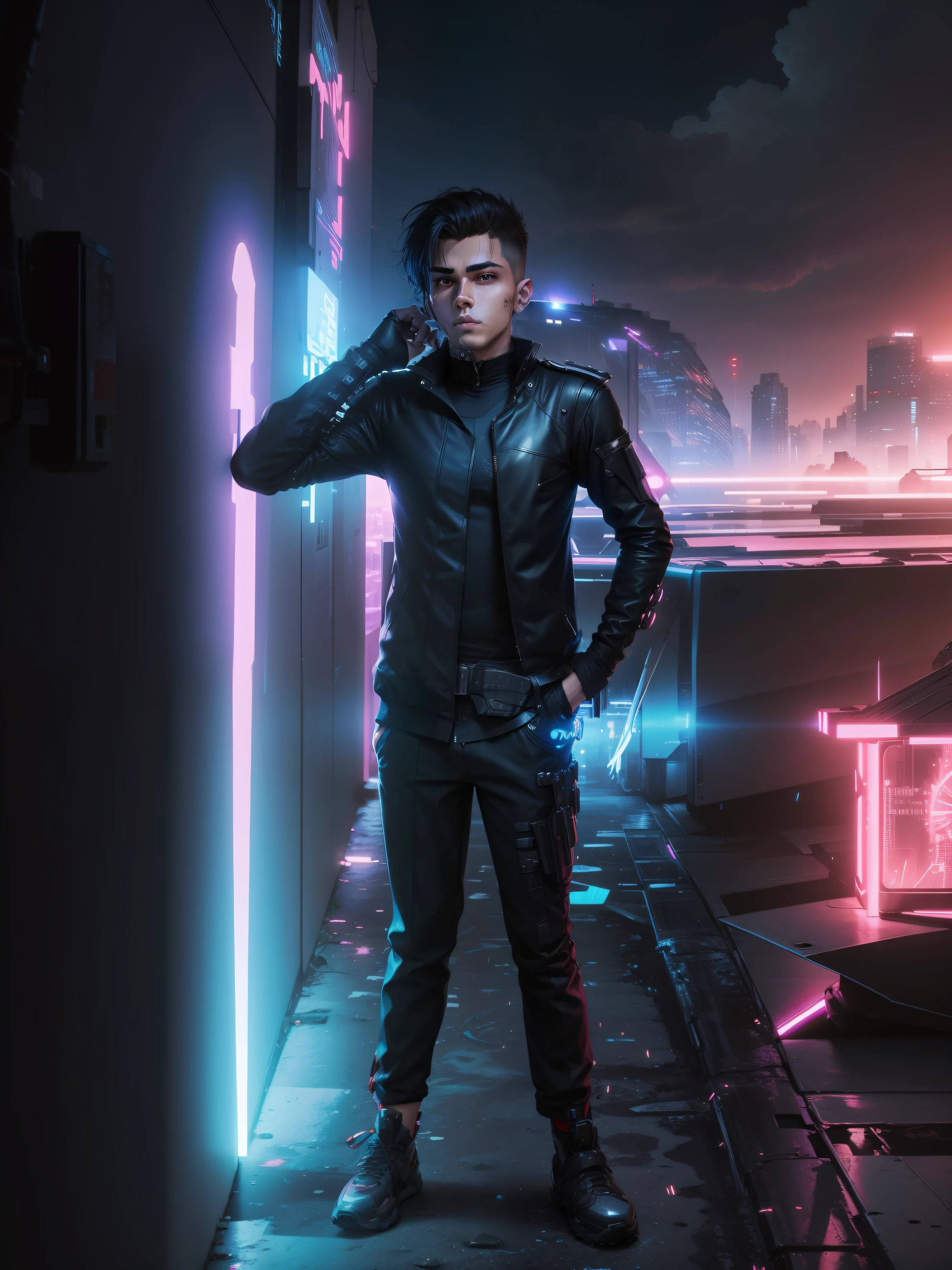 Change background cyberpunk handsome boy
Wings shoulder