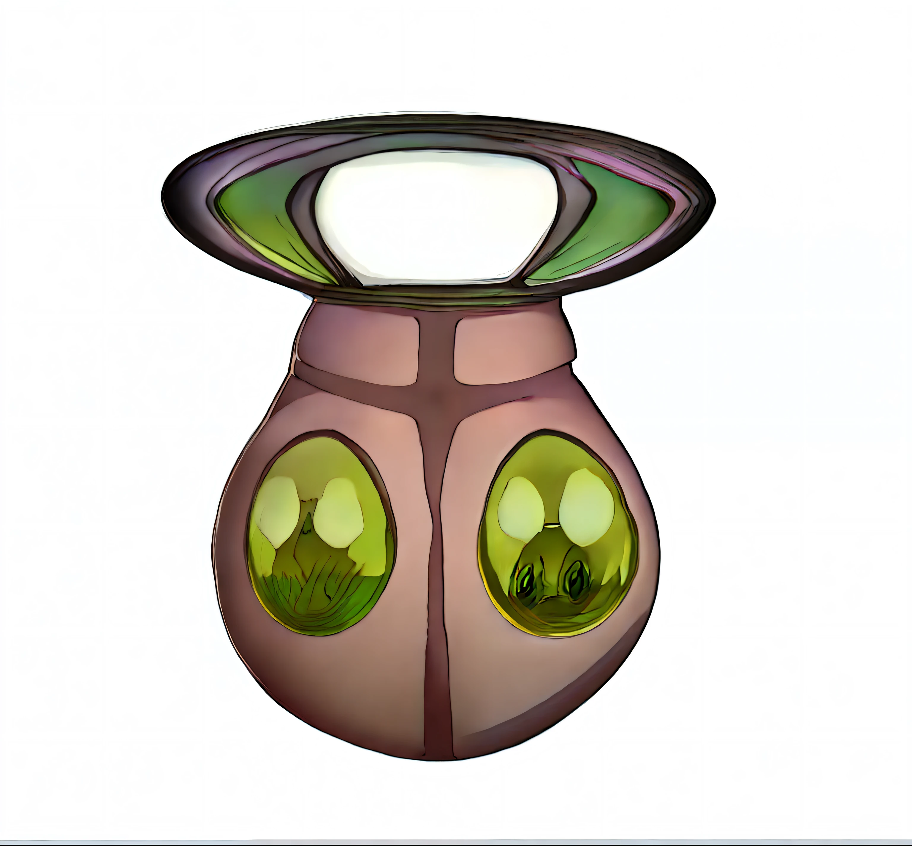 uma imagem dos desenhos animados de um vaso marrom com olhos verdes, Hornet de Hollow Knight, Octorok, Item RPG, changelingcore, amphora, space insect android, personagem barata, bug como cara, thorax, insectoid, sectóide, panela, Chibi, sepals forming helmet, ant alien, Inspirado no besouro, bulbapedia