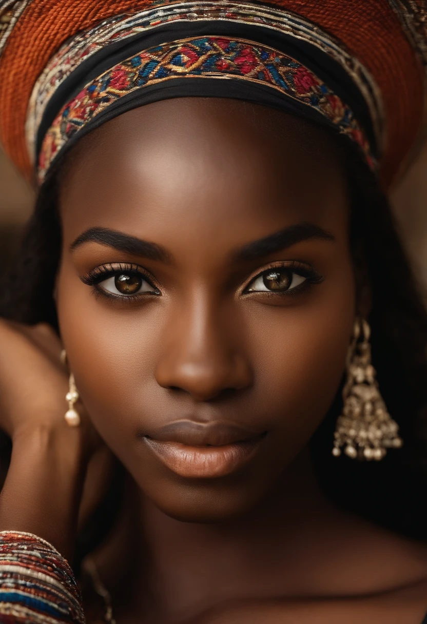 Belle fille noire de 20 ans, Colombian from Cartagena, dark skinned, style, Realstic, award-winning photo, (Highly detailed symmetrical eyes