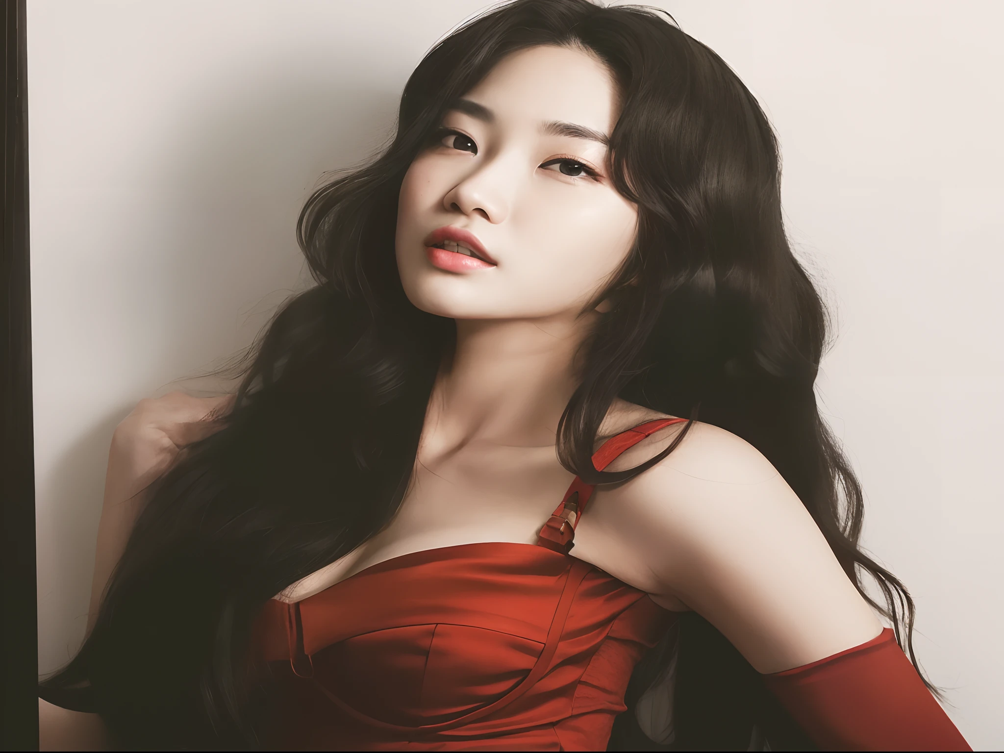Asian woman araffed in red dress posing for a photo, Lee Ji - Eun, Lee Ji-eun, Ji-Min, Parque Ji-min, Jinyoung Canela, Hwang SE - EM, Artista coreano, TaeJune Kim, kwak ji jovem, Ui, Jaeyeon Nam, Bae Suzy, Heonhwa Choe, Sangsoo Jeong, imagem vazada, jia