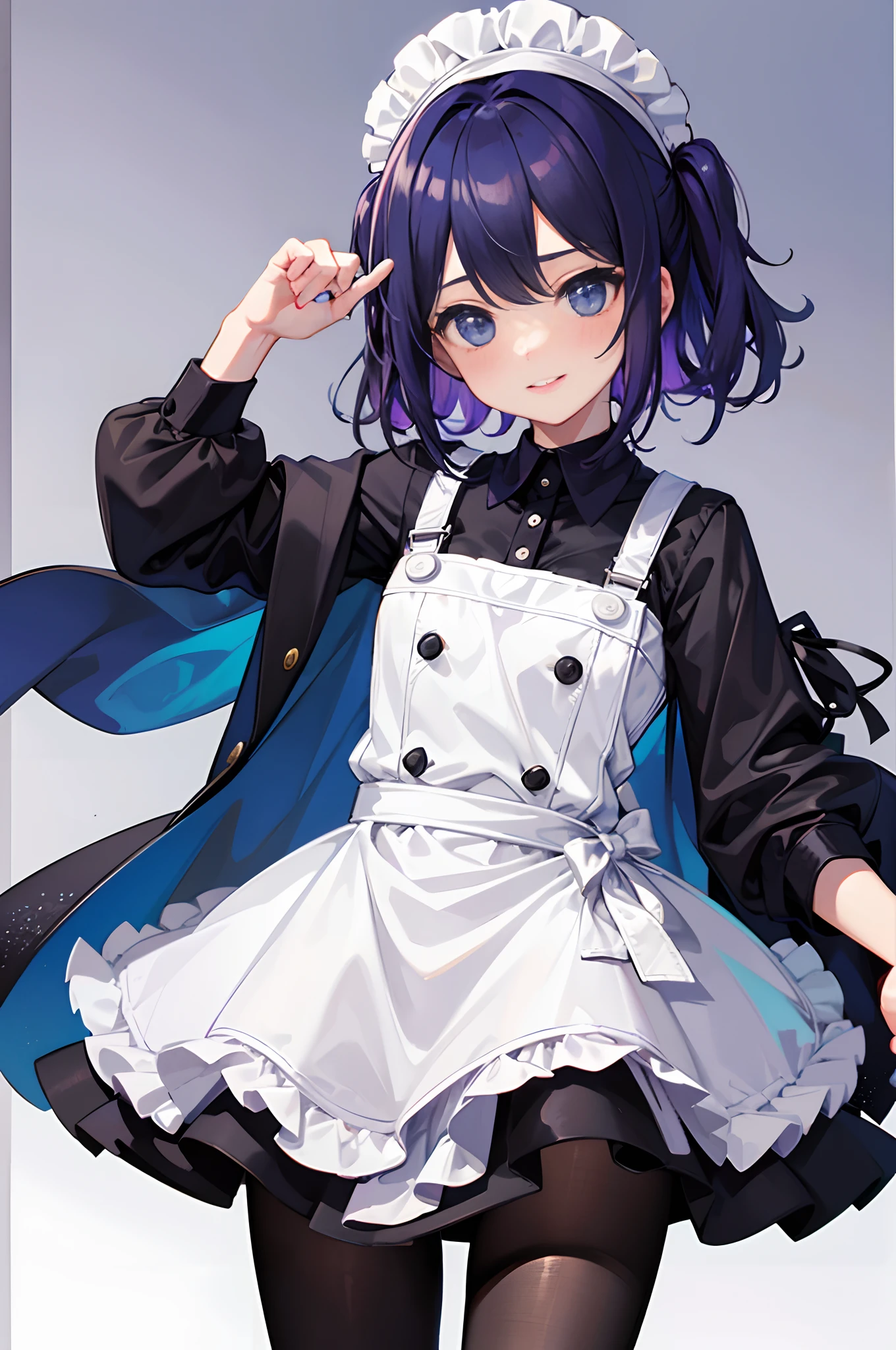 Chef-d'oeuvre, Best quality, fille mignonne, mini-jupe, sourire, cheveux noirs, yeux bleus clairs, face detailed, premier plan, blushing.