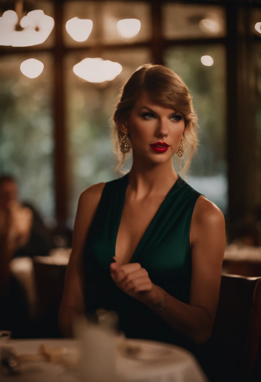 Taylor Swift em um restaurante com o jogador leonel messi