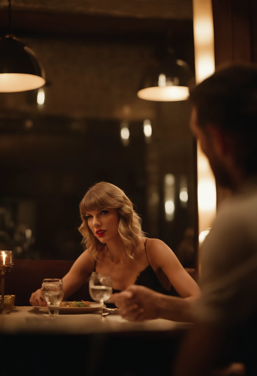 Taylor Swift em um restaurante com o jogador leonel messi