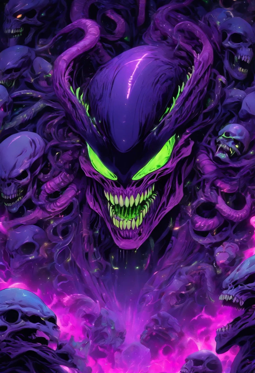 super beast lilac and lime green, xenomorph skull face teeth screaming, sf, intricate artwork masterpiece, ominous, matte painting movie poster, golden ratio, trending on cgsociety, intricate, epic, trending on artstation, by artgerm, h. r. giger and beksinski, highly detailed, vibrant, production cinematic character render, ultra high quality model, Mysterious