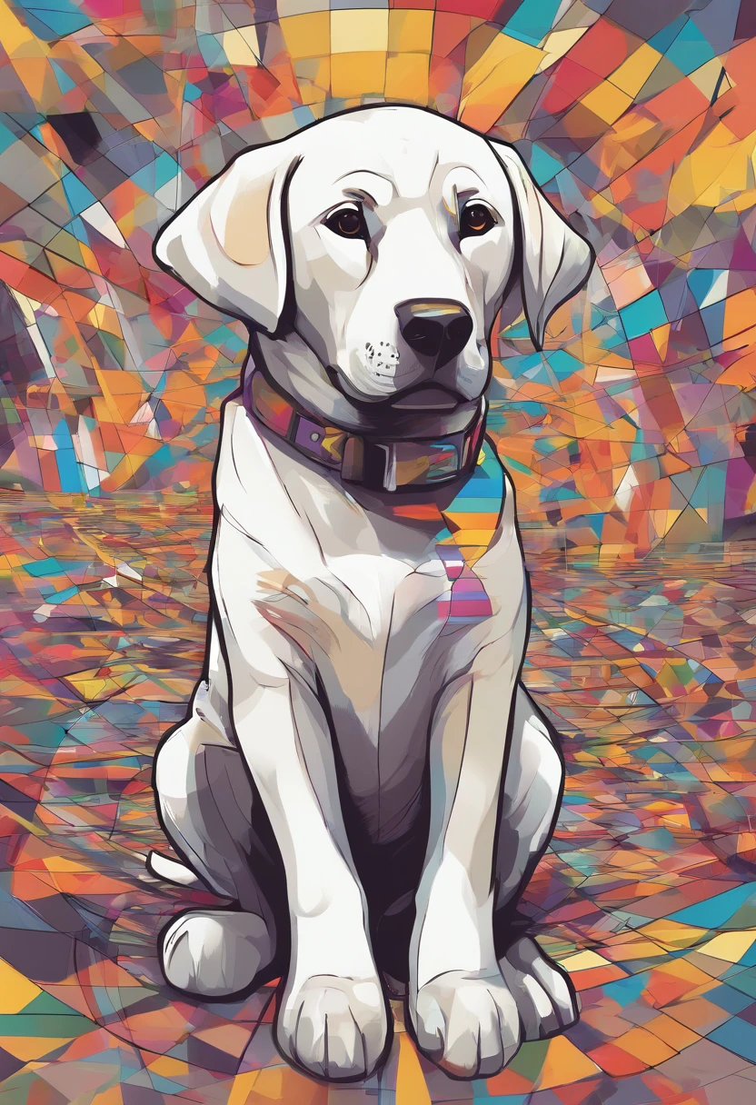 (cachorro labrador ),(melhor pose),(best angle), (better expression), Eduardo Kobra acolchoamento ,multidimensional geometric wall PORTRAIT, arte, Chibi,Yang08k, lindo, Colouring,