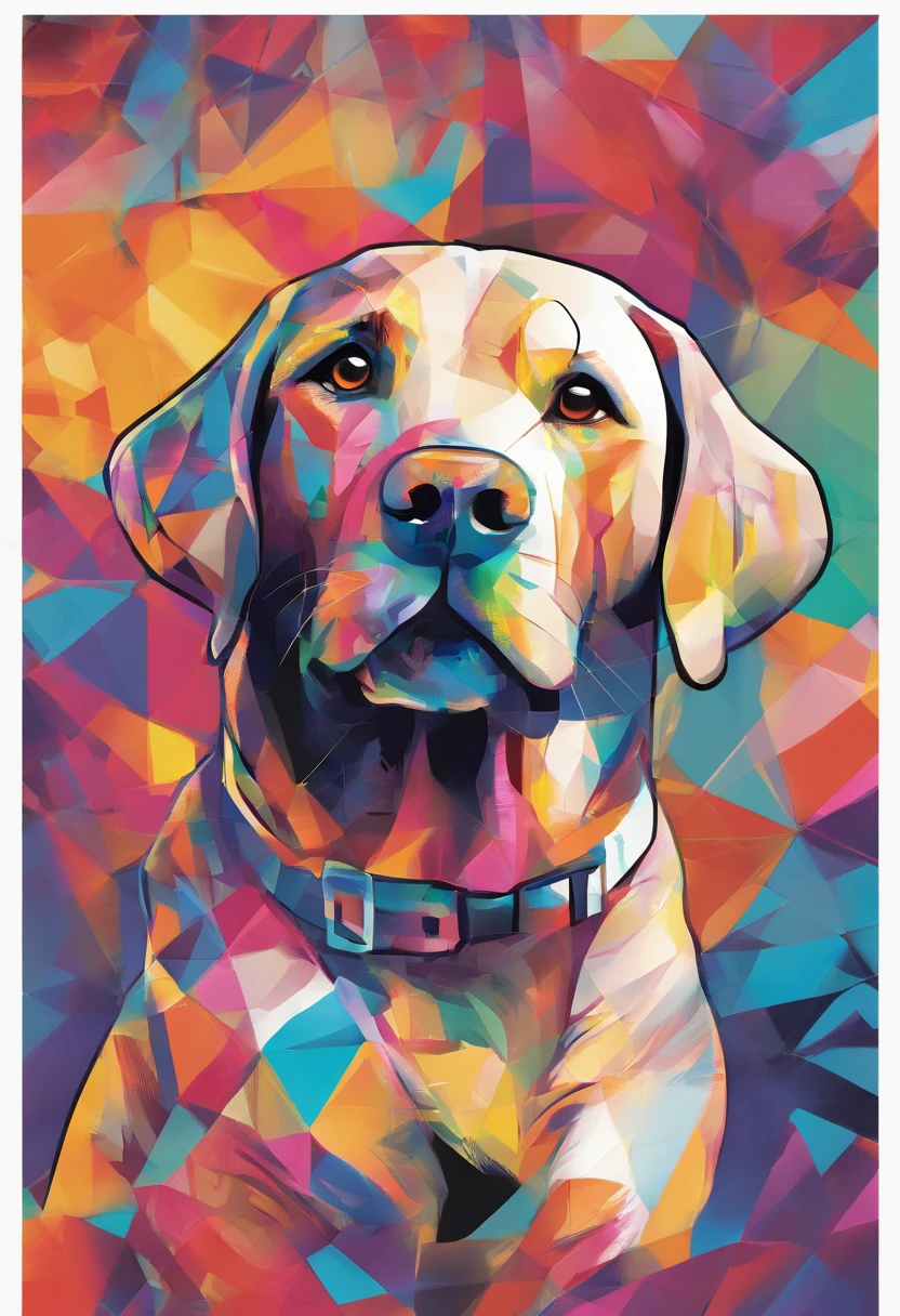 (cachorro labrador ),(melhor pose),(best angle), (better expression), Eduardo Kobra acolchoamento ,multidimensional geometric wall PORTRAIT, arte, Chibi,Yang08k, lindo, Colouring,