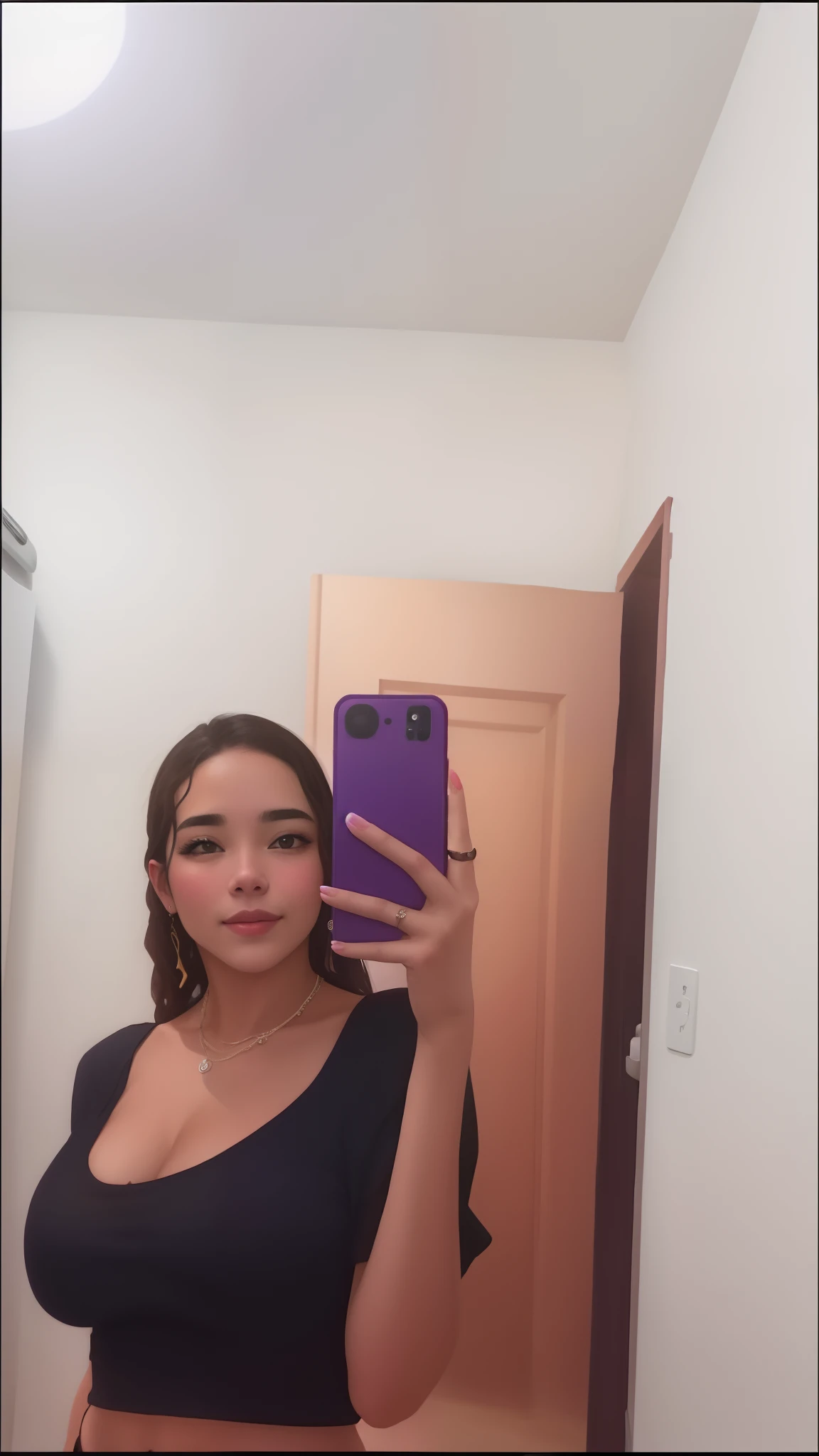 there is a woman taking a selfie in a mirror, low quality video, Filmagens de baixa qualidade, Tessa Thompson inspirada, taken in the early 2020s, fotografia de baixa qualidade, 🔞🤡, imagem de qualidade muito baixa, she's facing the camera, selfie de uma jovem mulher, Pose frontal, em torno de 1 9 anos, tiktok video