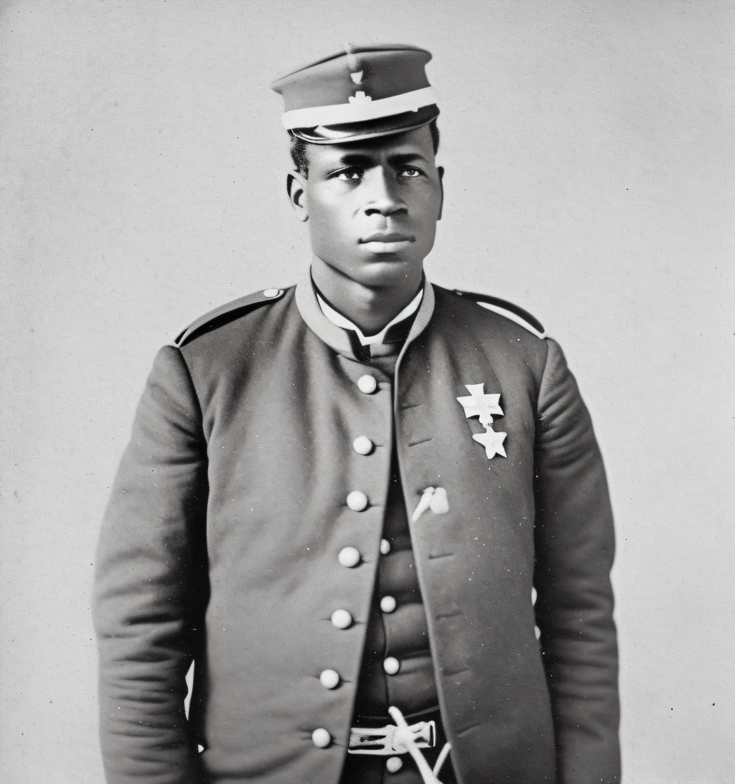 uma foto em preto e branco de um homem com uniforme militar, 1 8 0 0 s soldado, em uniforme de soldado, Veterano condecorado da Guerra Civil, fotografia premiada, Henrique Taylor, Retrato N - 9, Directed by: Samuel Washington Weis, Jorge Pemba, Setembro. e. Scott, Retrato de um soldado, afro-americano, Henri Moore, unknown location, em uniforme militar