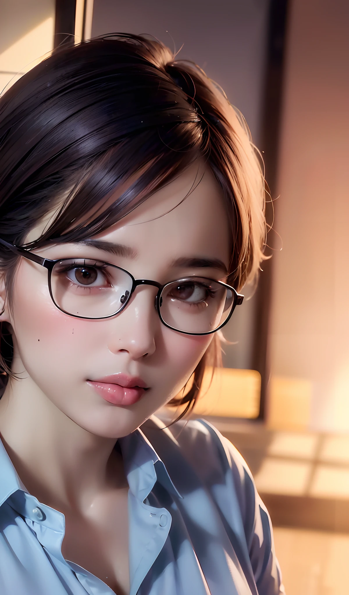 (Ultra High Resolution, Photorealistic, Realistic, Best Quality, Photorealistic), (((High Definition Skin, Visible Pores))), (Real People, Photos) ((Mix 4)))), (8K, Raw Photography, Best Quality, Masterpiece), Photon Mapping, Radiosity, Physically Based Rendering, Auto White Balance, Yuki Uchida, Left and Right Faces Trimmed Face, Beautiful Woman of 30 Years Old, small breasts, black hair, short cut, ((close-up of the upper body, unforgettable smile, damp lips, mouth wide open and tongue sticking out, sucking a thick transparent glass rod,)))) blush, eyes closed, mouth wide open, tongue sticks out, a large amount of sperm on the face, a large amount of white liquid that accumulates in the mouth, a white liquid flowing from the tongue to the chest, one hand attached to the mouth, a nightgown of thin fabric, shot from above,