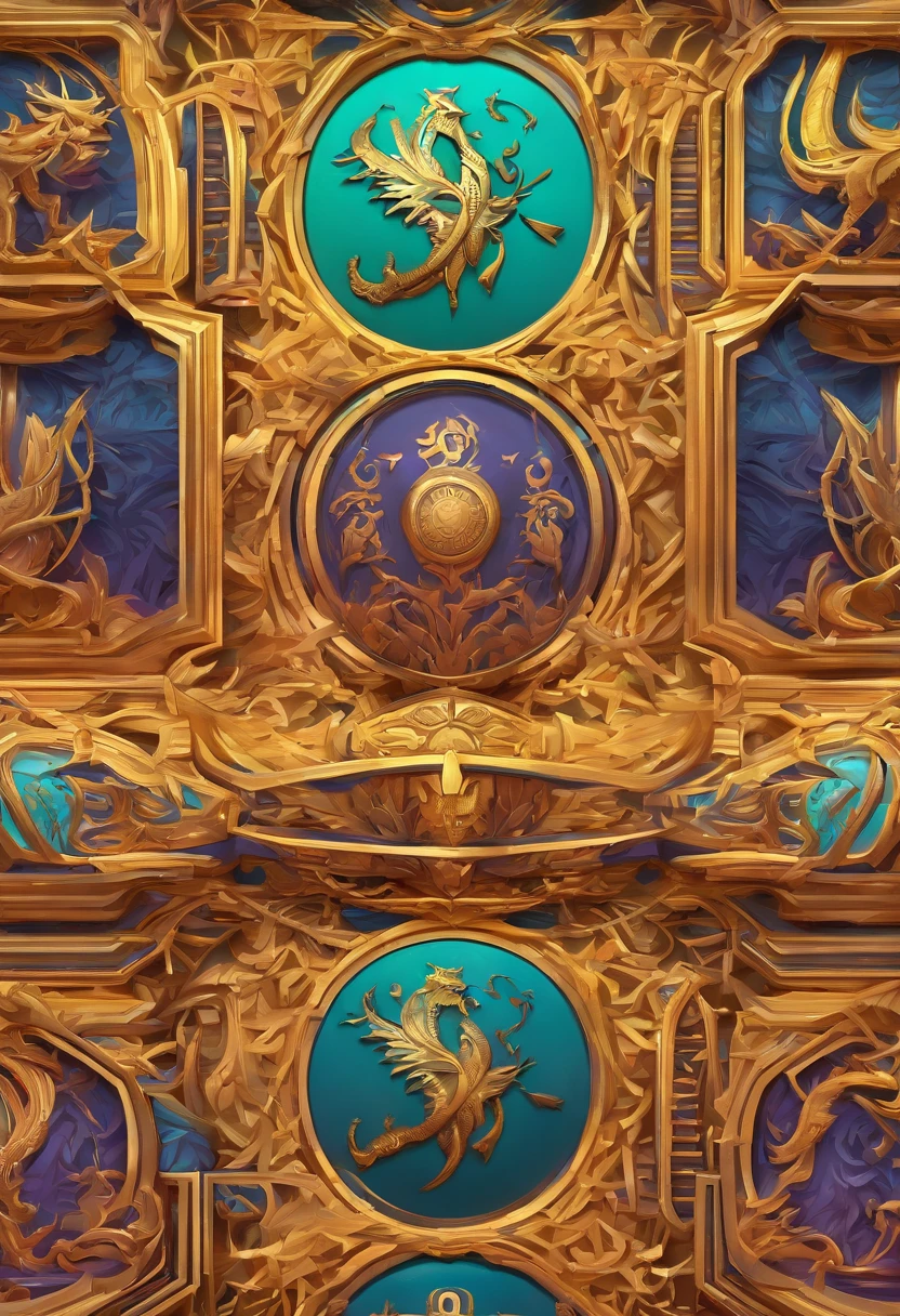 Desenhe um logotipo aprimorado para 'LoaD MU Online', a fantasy MMORPG that strives for a magical and epic style. O logotipo deve seguir o estilo das artes usadas em jogos como Hearthstone, Riot Conceptual Art e League of Legends, with an emphasis on detail and visual richness. Use uma fonte ornamental com curvas e detalhes para destacar as palavras 'LoaD' e 'Mu Online'. As cores predominantes devem ser roxas e douradas, And you should incorporate visual effects like light, sombra, brilho, reflexo, gradiente, Edge and embossing to create a stunning look. The logo should feature graphic elements, Like a winged dragon, uma espada flamejante, um castelo imponente e um escudo estilizado, all designed to evoke the epic atmosphere of the game. Make sure the words 'LoaD' and 'Mu Online' stand out in an imposing and legible manner