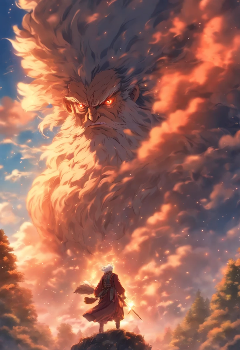 (((old man)) best quality, very high resolution, 4K detailed CG, masterpiece, Stribo, cloud, sky, Slavic mythology, forest, aesthetics, beautiful image, centered on screen, full body