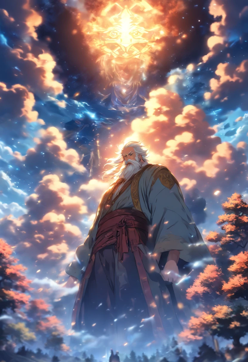 (((old man)) best quality, very high resolution, 4K detailed CG, masterpiece, Stribo, cloud, sky, Slavic mythology, forest, aesthetics, beautiful image, centered on screen, full body