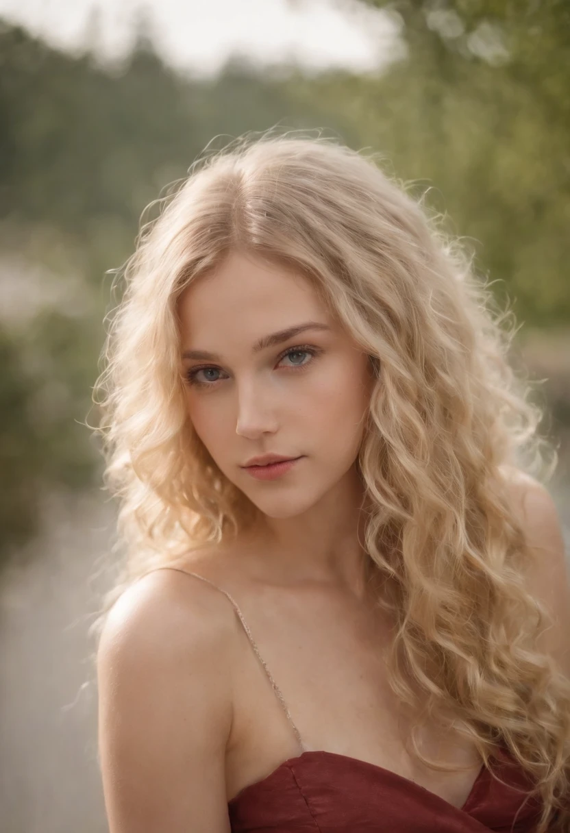 A beautiful woman wearing a plunging high detail sexy robe, (erotic face:Florence Pugh:0.2), (skin texture:1.1), (skin pores:1.2), (high detail face), (very long curly blonde hair), outside, raining, wet transparent clothes, wet skin, wet hair, masterpiece, best quality, ultra-detailed, analog style, shadows, contrast, Raw photo, by Ellen von Unwerth, Nikon D850, backlight, rimlighting (warm hue, warm tone:1.2)