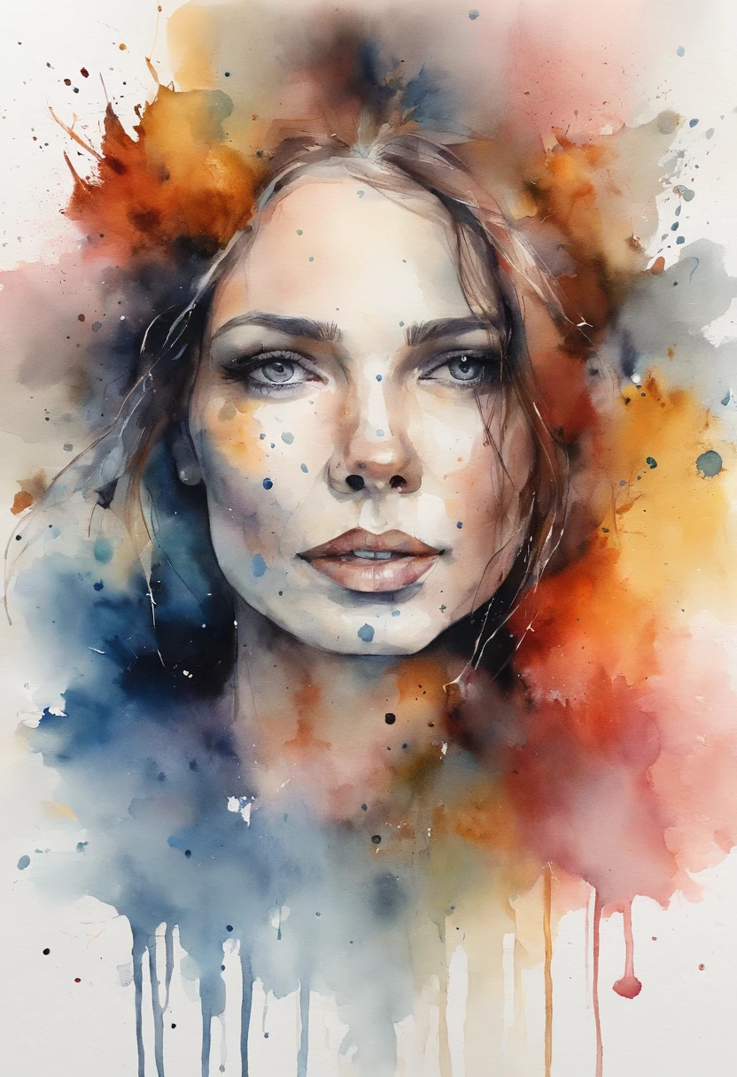 a painting by mse a woman by agnes cecile, luminous design, pastel colours, ink drips, autumn lights