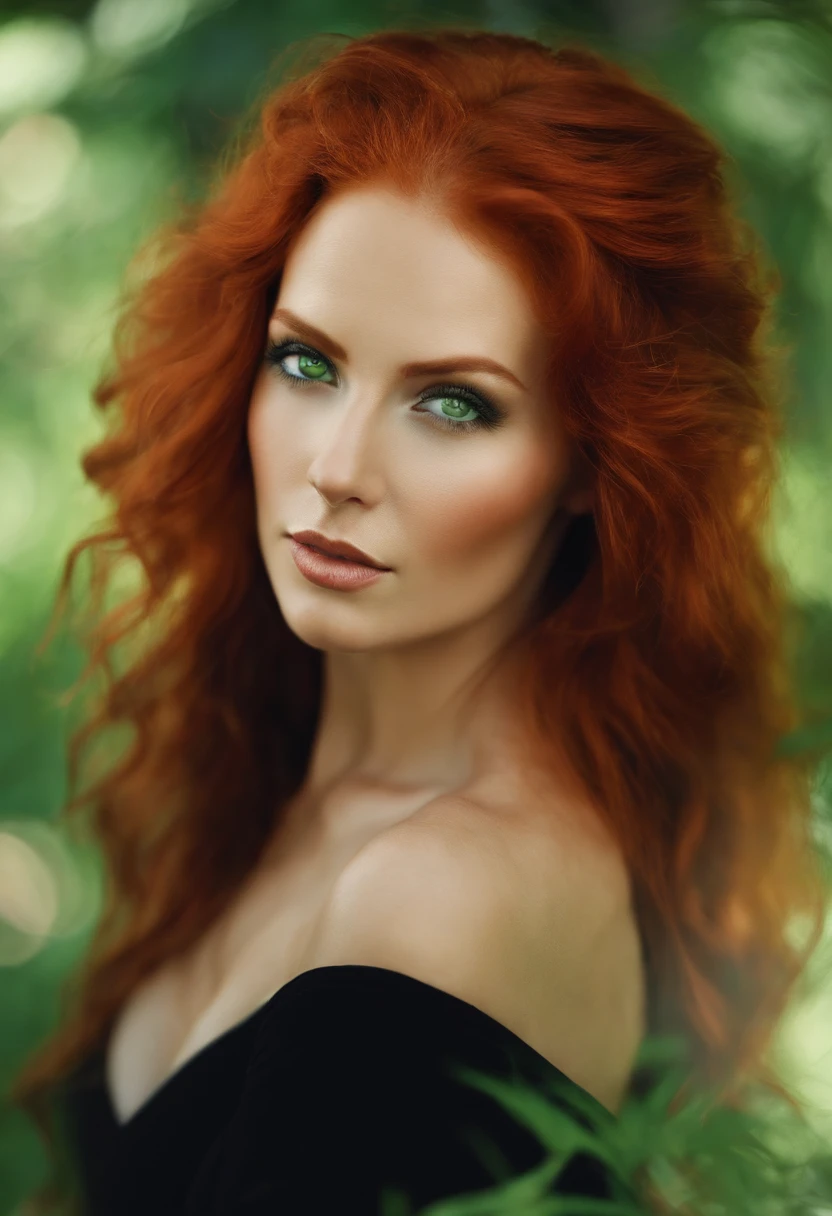 A close up of a woman with red hair and green eyes - SeaArt AI