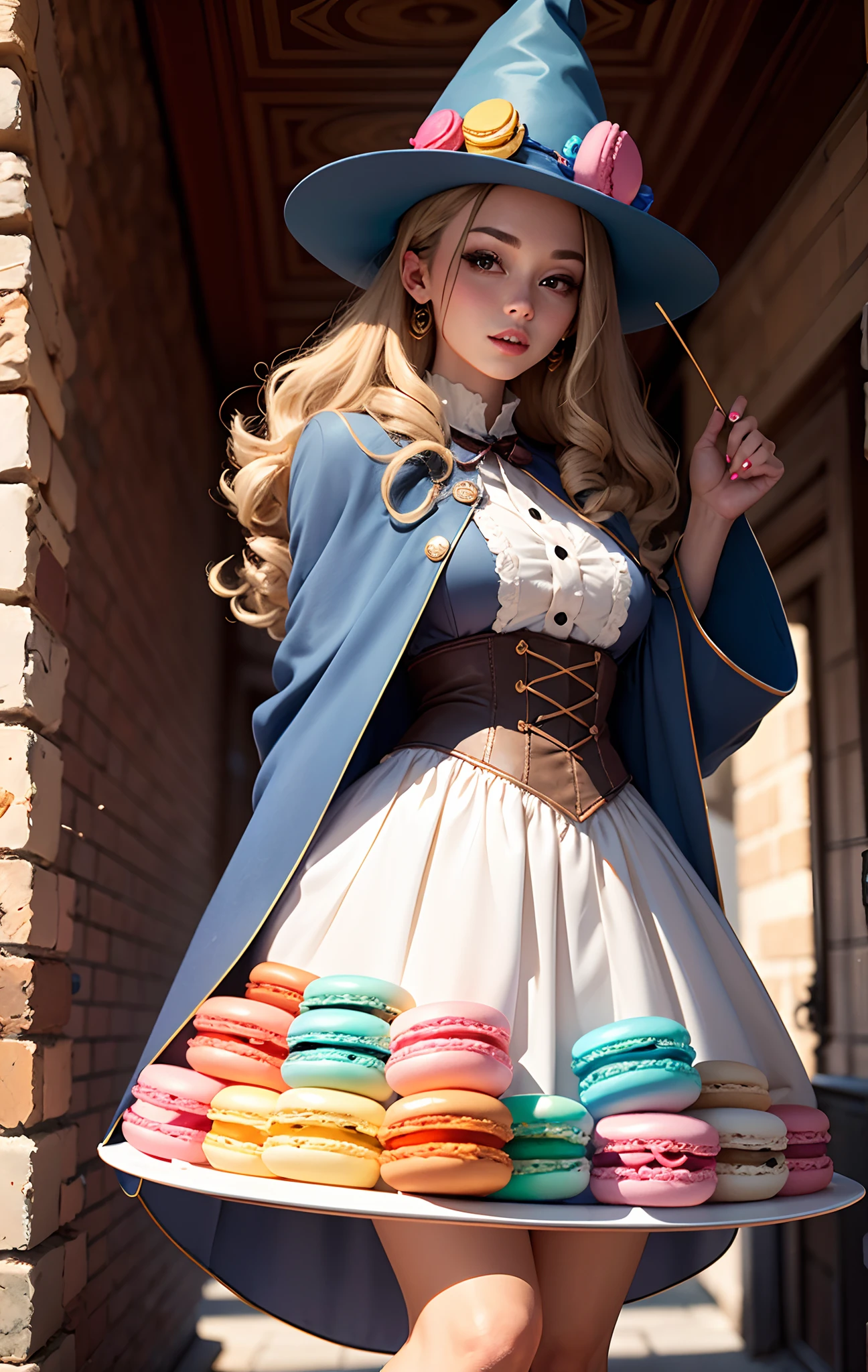 Cartoon macaron dressed as a wizard