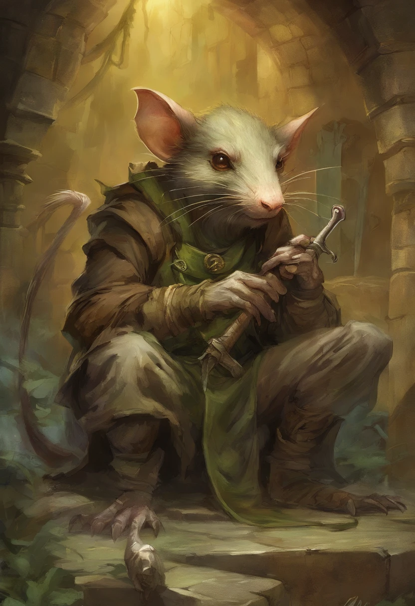 League of Legends Twitch in its characteristic environment of the toxic haze of Zaun's sewers. Twitch should be depicted sneaking into the darkness, His mischievous look hidden behind his mask, et son ((Ready-to-fire poison crossbow 1.7)). The atmosphere should be dark and mysterious, avec sombre, Wet sewers, and toxic waste seeping out of the walls.
Mutant rats should be scattered throughout the scene, adding toxic haze to the atmosphere. Twitch should emanate a greenish glow coming from his fur, accentuant son aspect malfaisant.
Make sure of every detail, from the details of the crossbow to the reflections in Twitch's eyes, be rendered with great accuracy to capture the essence of this demonic rat living in the sewers of Zaun. Style Brian Froud, Brian Froud Juan Gimenez, inspired by Brian Froud, Style de Jean Baptiste Monge, monge jean-baptiste monge, jean - baptiste monge, jean baptiste monge, inspired by Brian and Wendy Froud, par Brian et Wendy Froud