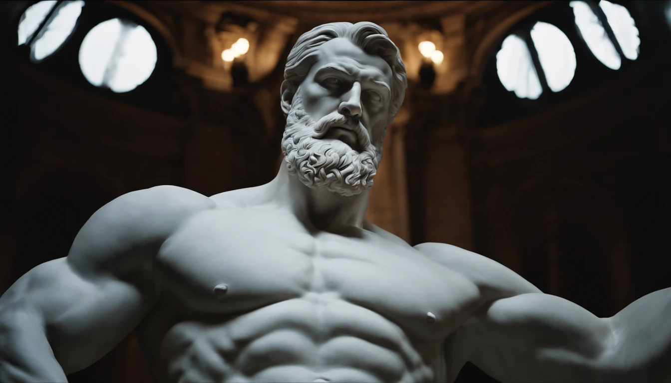 A close up of a statue of a man with a beard - SeaArt AI