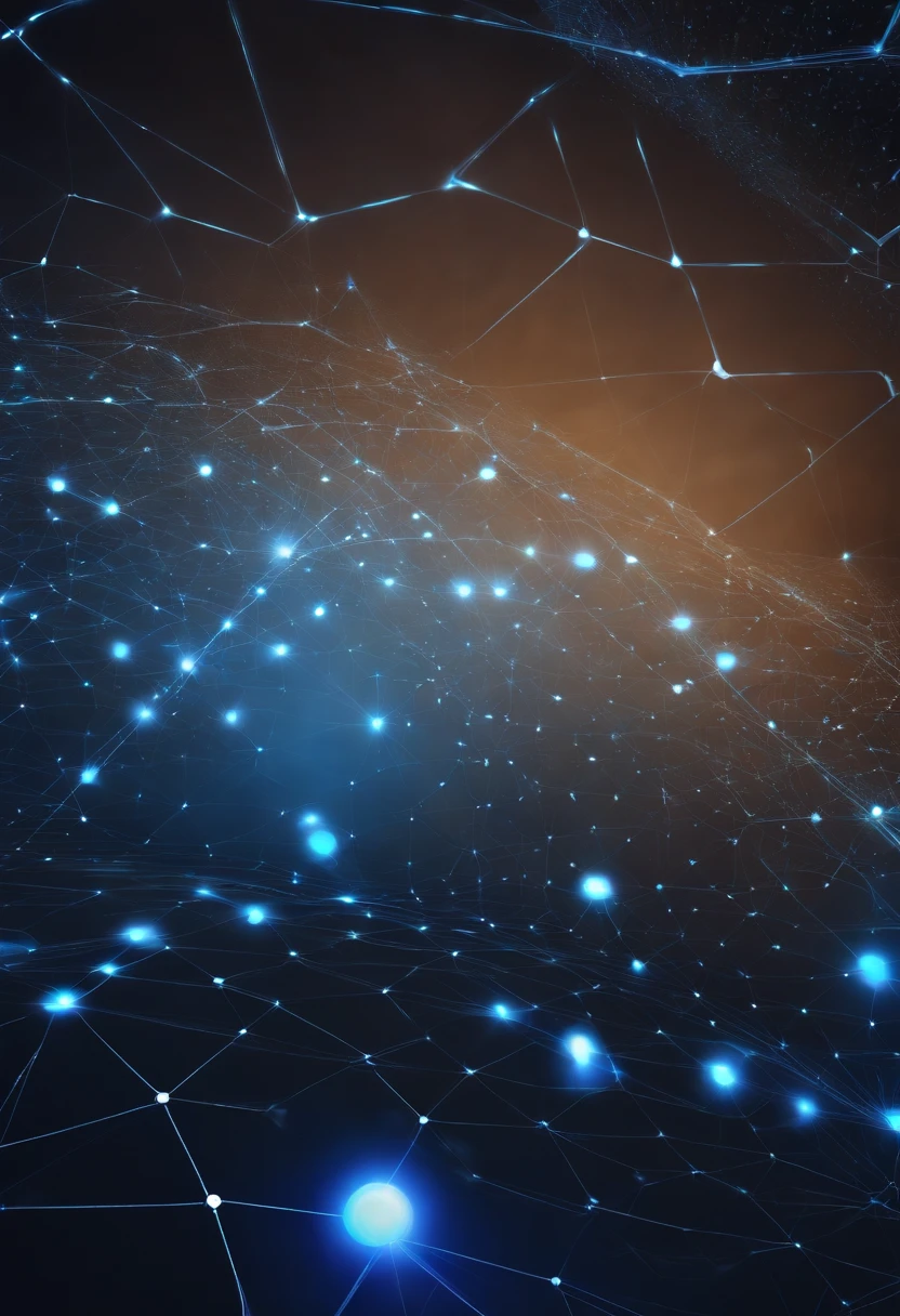 knowlege graph cyber security blue glowing connected dots
