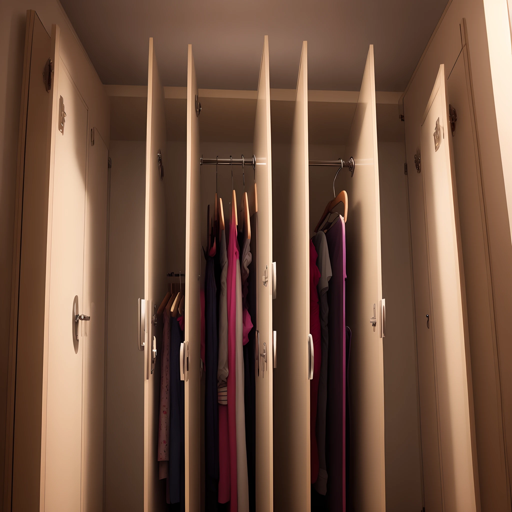 Magic wardrobe. Frontal image. Light around