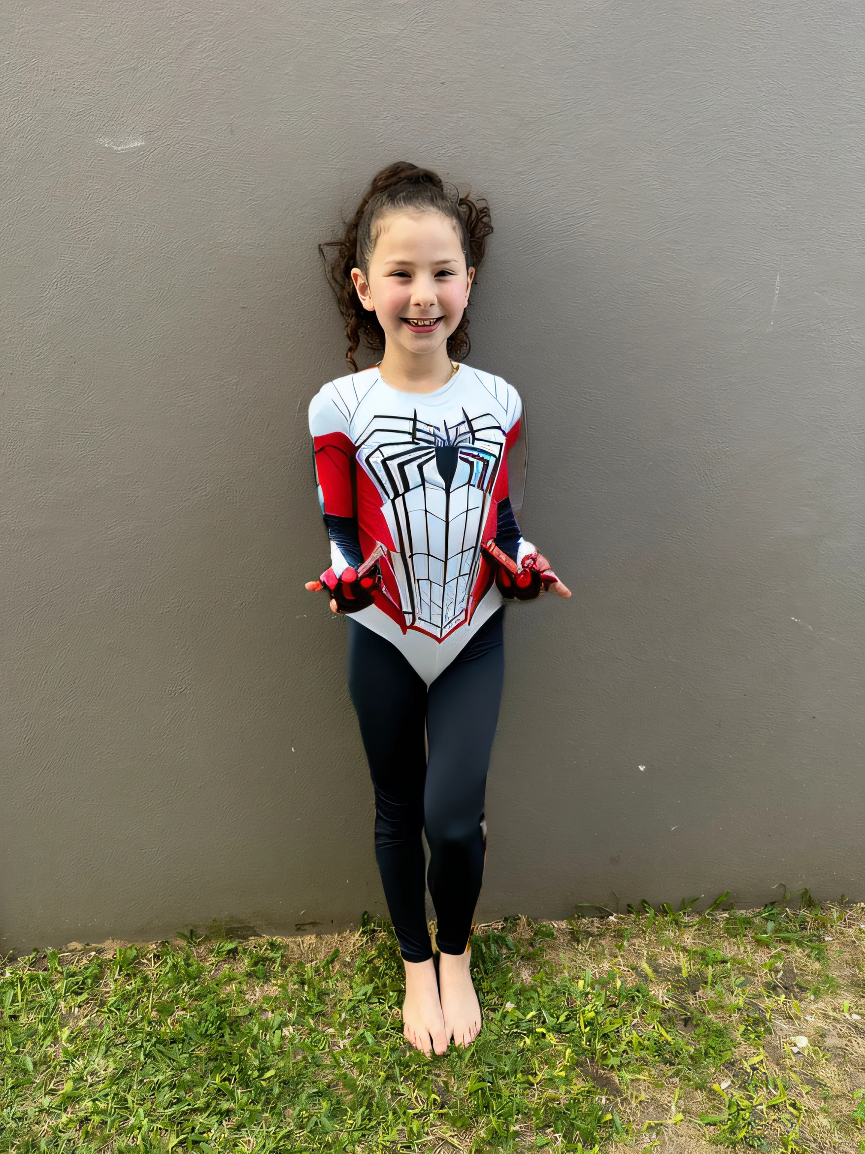 strong spiderwoman costume, realistic, hyperdetailed