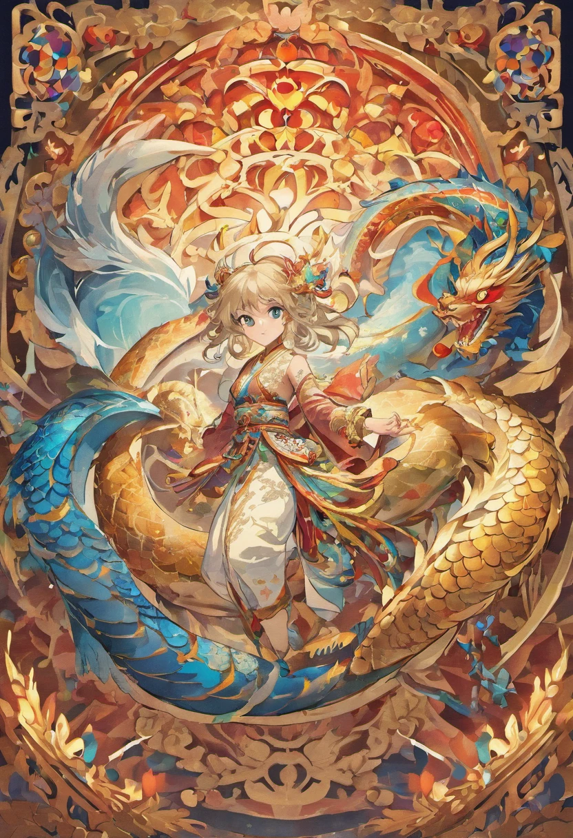 (Cloisonnism:1.2), White background , Chinese dragon, Oriental elements, reasonable design, Clear lines, (lineart, monochrome)