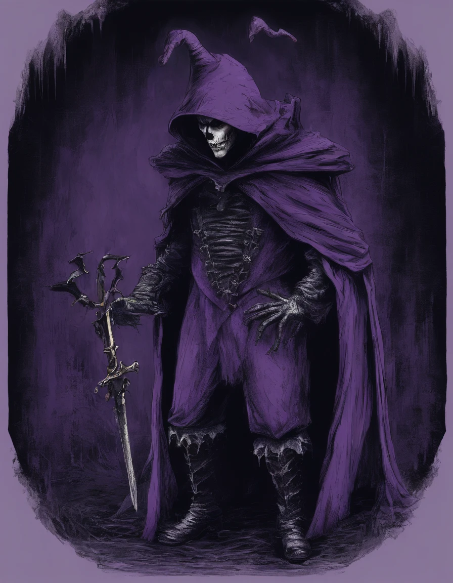 Despite the transformations, the jester puts on a cloak or mask, hinting that he is ready to venture out incognito. The purple lighting continues,