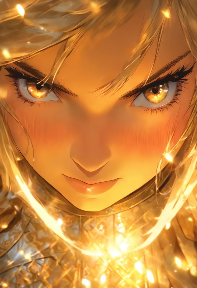 bright expression、poneyTail、young and shiny white shiny skin、Best Looks、Gold reflects light、Platinum blonde hair,Shine brightly、Shiny light hair,、Super long silky straight hair、Beautiful bangs that shine、Big blue eyes that sparkle like crystal clear and charming、Very nice and lovely 16 year old girl、Lush bust,Beautiful detailed eyes, Beautiful detailed nose,(( full bodyesbian:1.25)),Eyes emphasize makeup、((Pleated pleated skirt)),(A woman like Joan of Arc)、s Armor、Knights, With a sword and shield,Royal style,Comic style, , Sub-surface scattering, ornate detail, nature backdrop, Hyper-realistic, Cinematic, Dramatic lighting, masutepiece