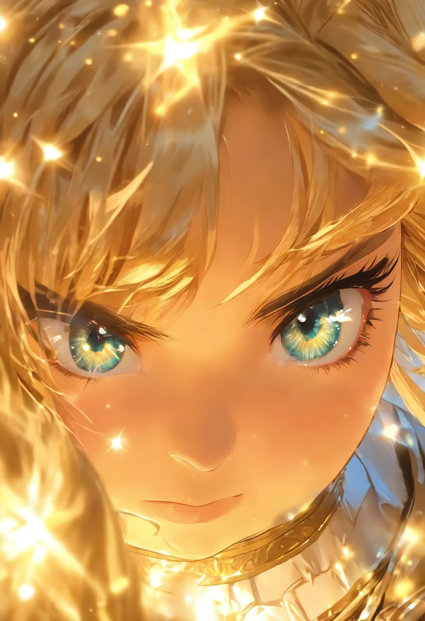 bright expression、poneyTail、young and shiny white shiny skin、Best Looks、Gold reflects light、Platinum blonde hair,Shine brightly、Shiny light hair,、Super long silky straight hair、Beautiful bangs that shine、Big blue eyes that sparkle like crystal clear and charming、Very nice and lovely girl、Lush bust,Beautiful detailed eyes, Beautiful detailed nose,(( full bodyesbian:1.25)),Eyes emphasize makeup、((Pleated pleated skirt)),(A woman like Joan of Arc)、s Armor、Knights, With a sword and shield,Royal style,Comic style, , Sub-surface scattering, ornate detail, nature backdrop, Hyper-realistic, Cinematic, Dramatic lighting, masutepiece
