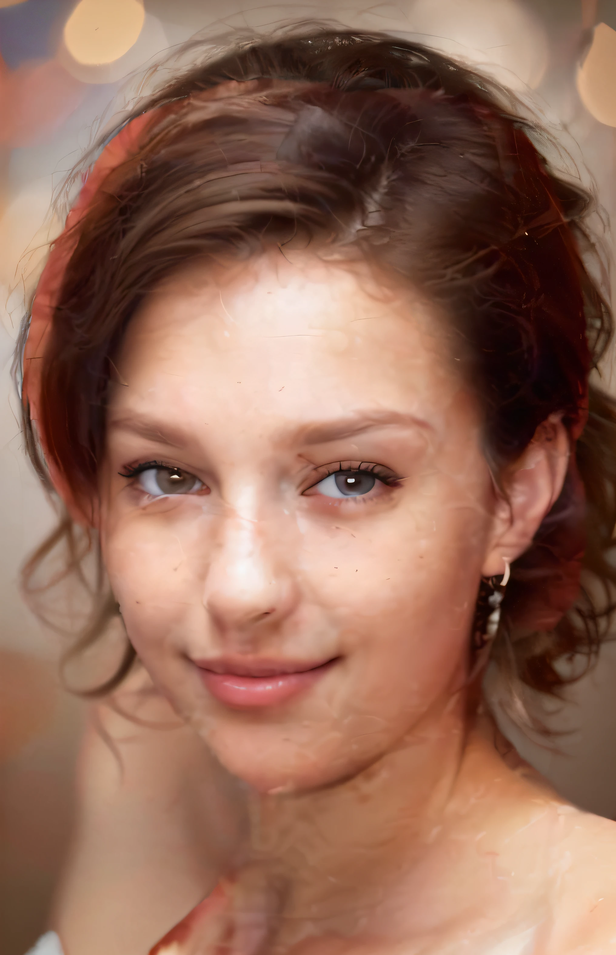 (best quality, 4k, 8k, high resolution, masterpiece: 1.2), ultra-detailed, realistic portrait, girl 18 years old, brown hair, beautiful detailed eyes, beautiful detailed lips, extremely detailed eyes and face, long eyelashes, soft skin, gorgeous smile, artistic lighting, studio photography, colorful background, bokeh