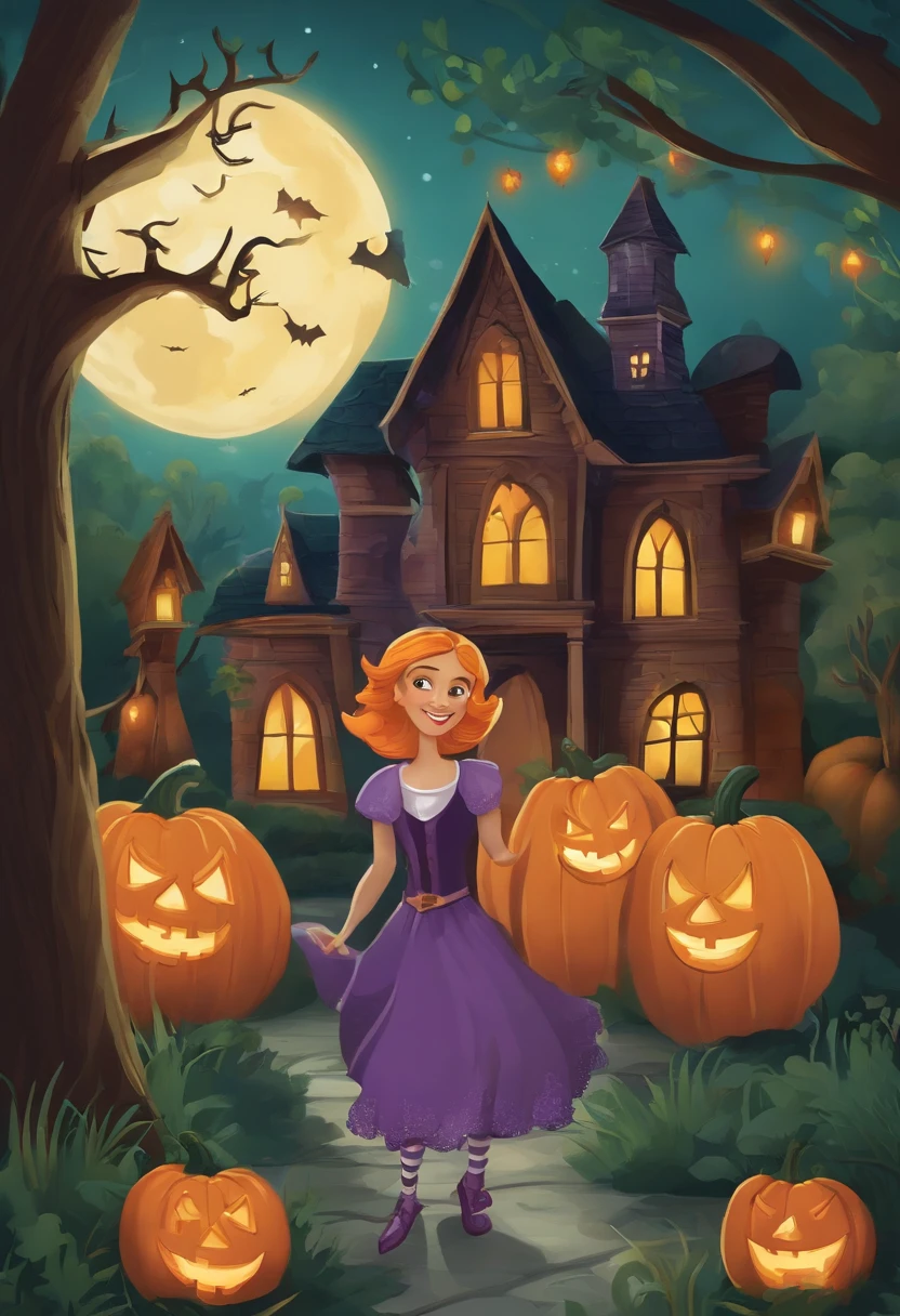 Title: "Spooky Halloween Adventures: A Colorful Sketchbook"
Prompt:
Join our young explorer, Alex, on an exciting journey through the enchanting world of Halloween! As you flip through the pages of this color book, get ready to bring each scene to life with vibrant colors and create your very own Halloween masterpiece.
1. Opening Scene:
Alex is standing at the entrance of a mysterious haunted house. Use your favorite colors to fill the sky, the house, and the surrounding trees. Don't forget to add some spooky creatures lurking in the shadows!
2. Pumpkin Patch:
Alex stumbles upon a lively pumpkin patch, filled with pumpkins of all shapes and sizes. Use bright oranges, deep greens, and earthy browns to color the pumpkins and their vines. Paint a sunny sky or a starry night as a backdrop for this magical scene.
3. Trick-or-Treating:
It's Halloween night, and Alex is dressed up in a fabulous costume, ready for some trick-or-treating fun! Use a variety of colors to bring Alex's costume to life, and don't forget to color in the candy-filled treat bags. Add vibrant houses along the street and color the moonlit sky above.
4. Spooky Forest:
Alex ventures into a dark and eerie forest, where ghostly trees and mischievous creatures await. Use shades of purples, blacks, and blues to create a mysterious atmosphere. Color in glowing eyes peering from the shadows and bats flying overhead.
5. Witches' Brew:
In a secret witches' hideout, Alex discovers a bubbling cauldron filled with magical potions. Use your imagination to create vivid concoctions by coloring them with bright greens, neon yellows, and vibrant purples. Add sparkles and swirls to make them truly enchanting!
6. Costume Parade:
It's time for a grand costume parade! Alex joins other children in their creative and spooky outfits. Use a variety of colors to bring this festive scene to life, from the vibrant costumes to the confetti-filled sky. Let your imagination run wild!
7. Haunted Mansion:
Alex enters a haunted