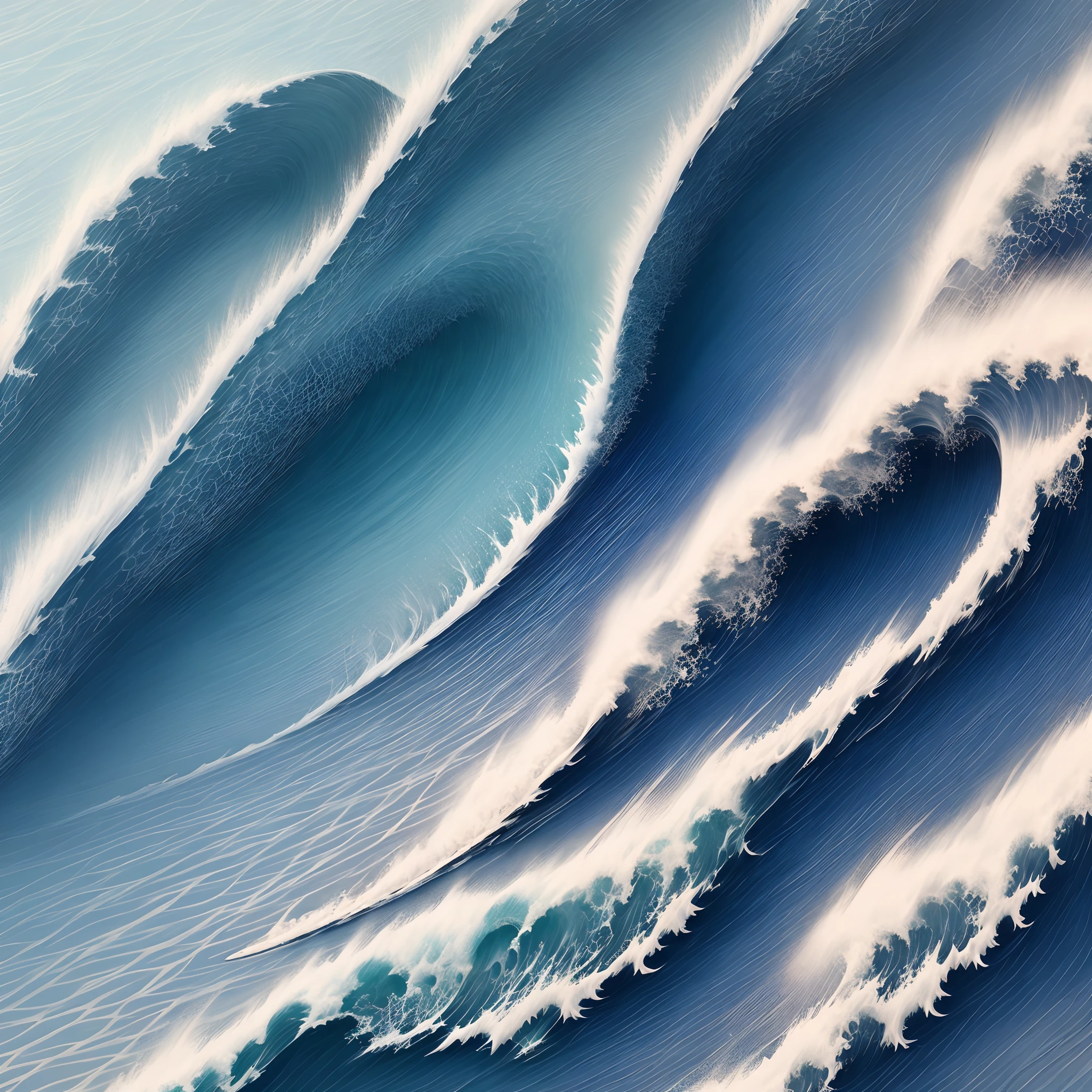 Hokusai waves in the shape of the number three