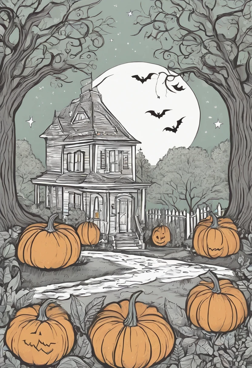 Title: "Spooky Halloween Adventures: A Colorful Sketchbook" Prompt: Join our young explorer, Alex, on an exciting journey through the enchanting world of Halloween! As you flip through the pages of this color book, get ready to bring each scene to life with vibrant colors and create your very own Halloween masterpiece. 1. Opening Scene: Alex is standing at the entrance of a mysterious haunted house. Use your favorite colors to fill the sky, the house, and the surrounding trees. Don't forget to add some spooky creatures lurking in the shadows! 2. Pumpkin Patch: Alex stumbles upon a lively pumpkin patch, filled with pumpkins of all shapes and sizes. Use bright oranges, deep greens, and earthy browns to color the pumpkins and their vines. Paint a sunny sky or a starry night as a backdrop for this magical scene. 3. Trick-or-Treating: It's Halloween night, and Alex is dressed up in a fabulous costume, ready for some trick-or-treating fun! Use a variety of colors to bring Alex's costume to life, and don't forget to color in the candy-filled treat bags. Add vibrant houses along the street and color the moonlit sky above. 4. Spooky Forest: Alex ventures into a dark and eerie forest, where ghostly trees and mischievous creatures await. Use shades of purples, blacks, and blues to create a mysterious atmosphere. Color in glowing eyes peering from the shadows and bats flying overhead. 5. Witches' Brew: In a secret witches' hideout, Alex discovers a bubbling cauldron filled with magical potions. Use your imagination to create vivid concoctions by coloring them with bright greens, neon yellows, and vibrant purples. Add sparkles and swirls to make them truly enchanting! 6. Costume Parade: It's time for a grand costume parade! Alex joins other children in their creative and spooky outfits. Use a variety of colors to bring this festive scene to life, from the vibrant costumes to the confetti-filled sky. Let your imagination run wild! 7. Haunted Mansion: Alex enters a haunted