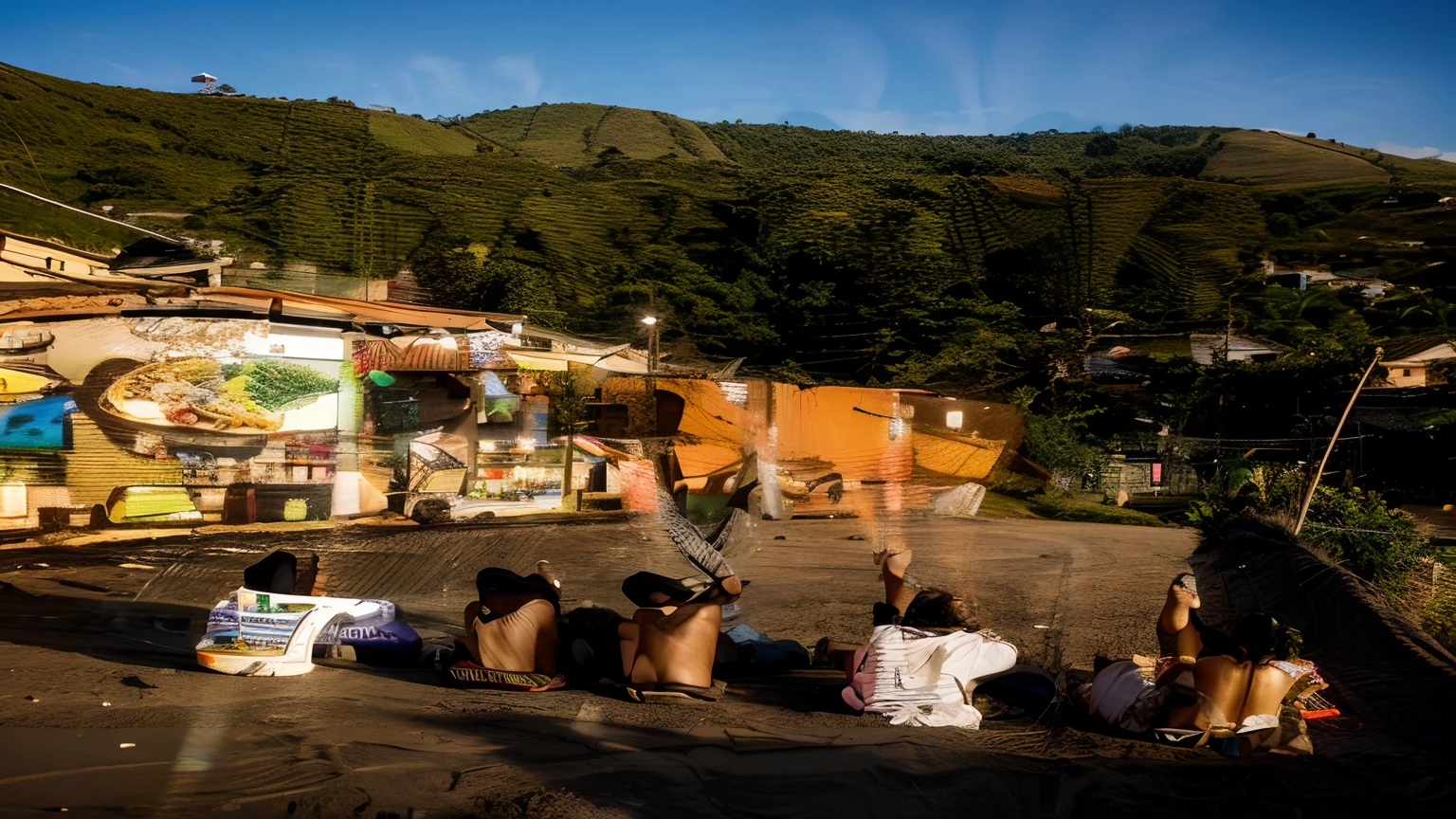 One big roundabout with the sinebord on it And write KAM LO 4LANE GEREKA NA UMI SMOKIM BRUS.... and some groups of boys smoking weeds on the side of the market house
