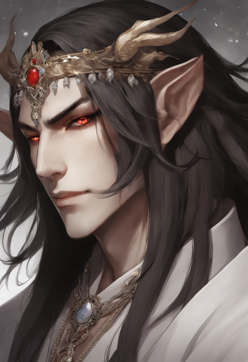 a close up of a person with long hair and a necklace, handsome guy in demon killer art, handsome japanese demon boy, beautiful male god of death, tsurumaki kazuya, the former demon king, taisho roma, shikanosuke yagaki, inspirado em Okumura Masanobu, fit male demon with white horns, by Yang J