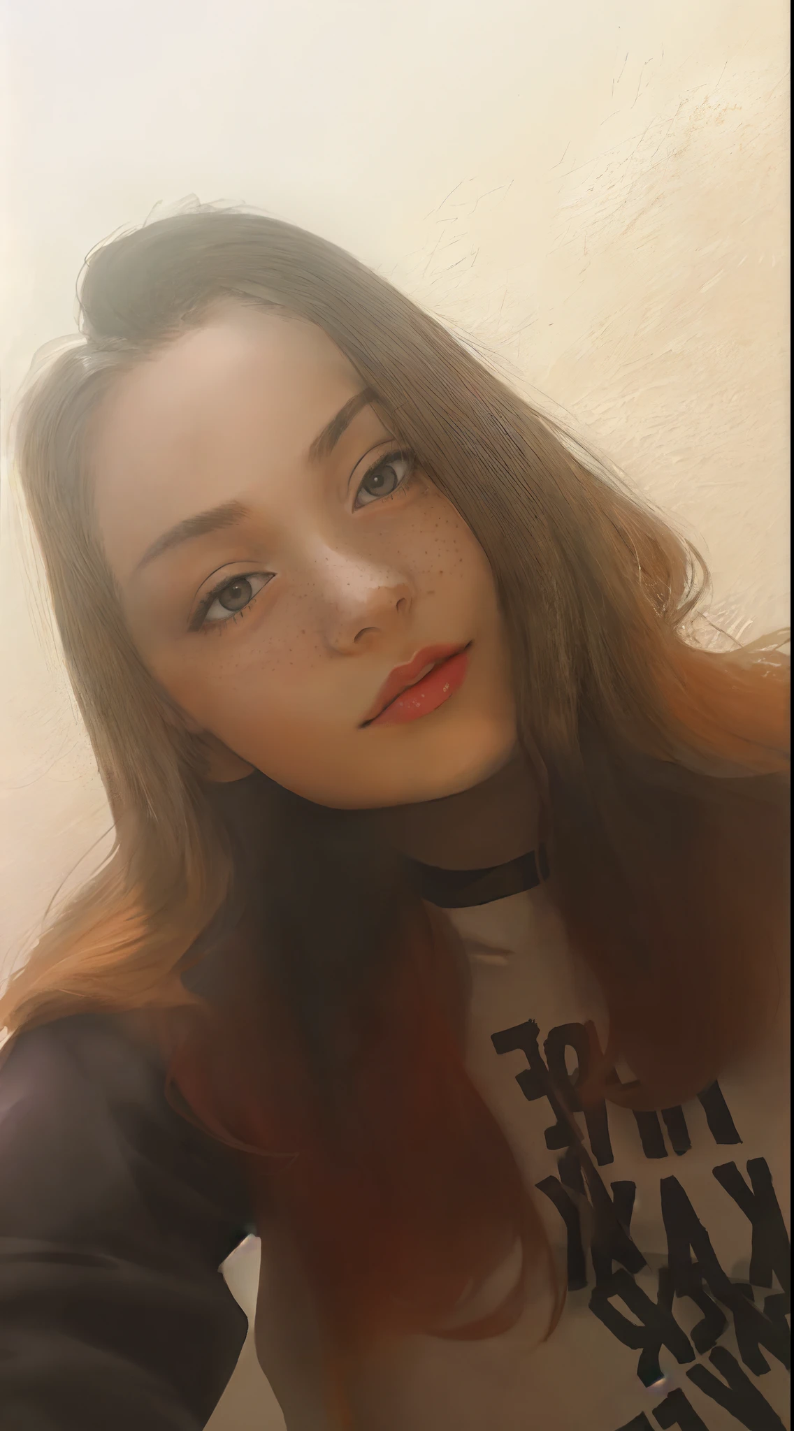 there is a woman with long hair and a black shirt, profile image, 18 years old, very very low quality picture, 1 6 , profile pic, low quality grainy, with freckles, desaturated!!, headshot profile picture, profile picture, 1 8 yo, 19-year-old girl, desaturated!, around 1 9 years old
