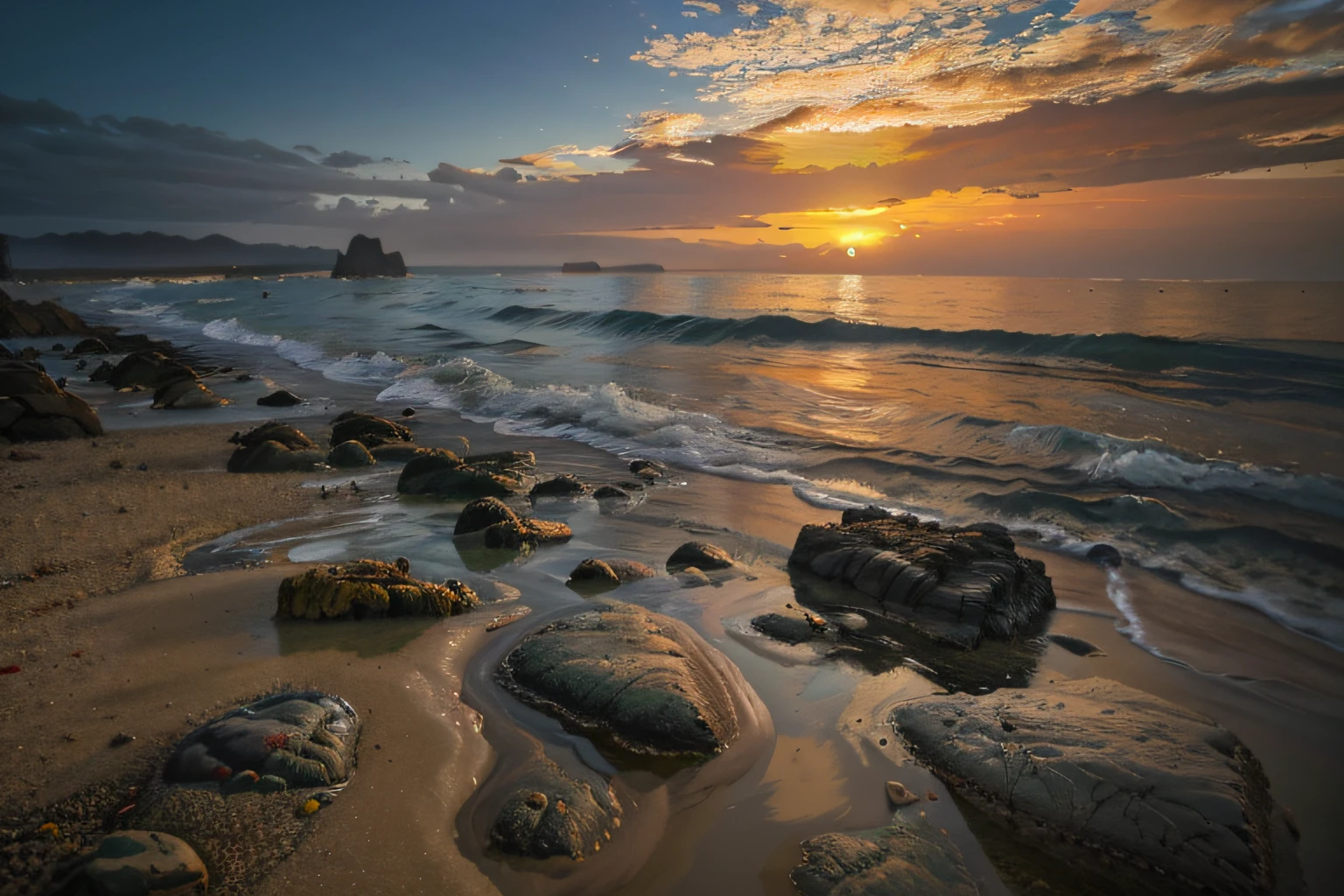 arafed view of a beach with rocks and water at sunset, photo taken with sony a7r camera, photo taken with sony a7r, taken with sigma 2 0 mm f 1. 4, taken with sony a7r camera, today\'s featured photograph 4k, by Etienne Delessert, by Alexander Robertson