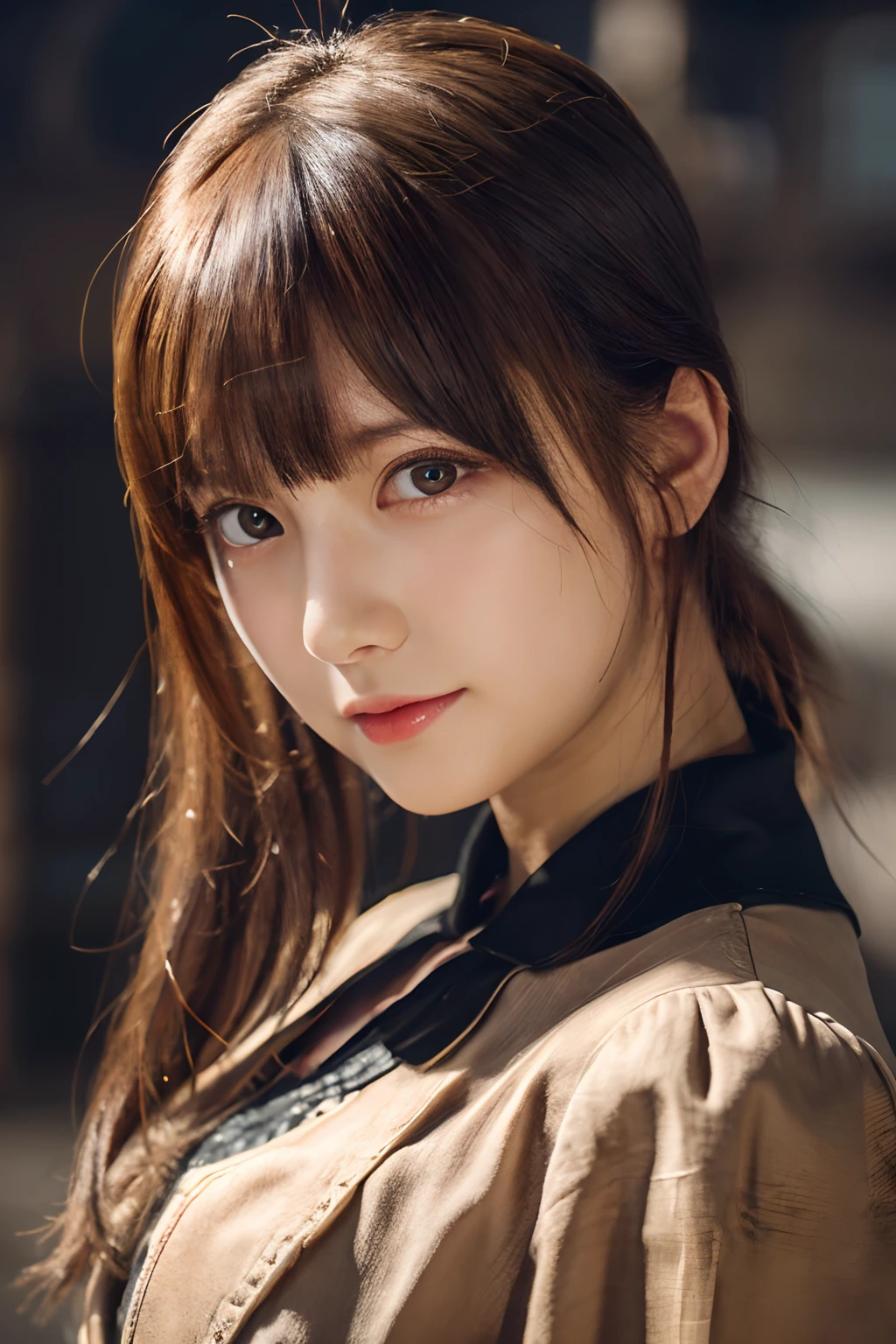 ((masutepiece)), ((Best Quality)), (Ultra-detailed), ((Extremely detailed)), 4K, (8K), Best Quality, (Beautiful), Dynamic Angle 0, Cute little girl s, 1girl in, Solo, Steampunk, Beautiful red hair, Beautiful red eyes, ((Beautiful eyes))0, Cool