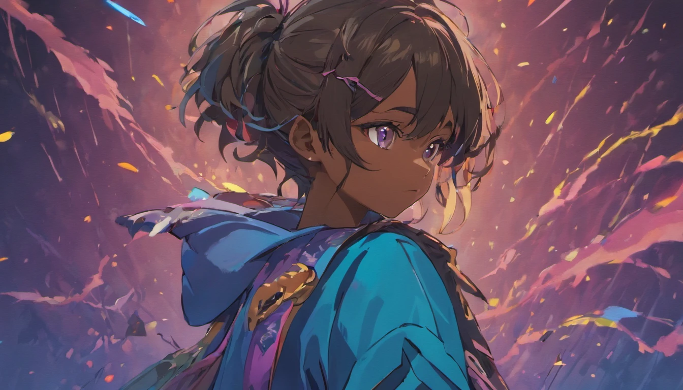 (best quality,4k,8k,highres,masterpiece:1.2),ultra-detailed,(realistic,photorealistic,photo-realistic:1.37),dark skin age man, handsome, thick black dreadlock hair, brown eyes, slender, strong, spearman, handsome, anime, lion ears and tail, demon slayer artstyle, vivid colors, sharp focus, glowing purple and blue color palette, intense studio lighting