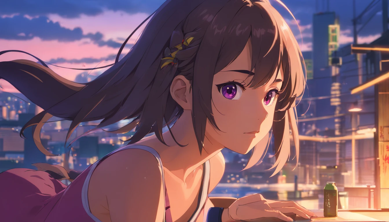 (best quality,4k,8k,highres,masterpiece:1.2),ultra-detailed,(realistic,photorealistic,photo-realistic:1.37),dark skin teenage girl, gorgeous, thick black dreadlock hair, brown eyes, thick waist, pretty, anime, fox ears and tail, demon slayer artstyle, vivid colors, sharp focus, glowing purple and blue color palette, intense studio lighting