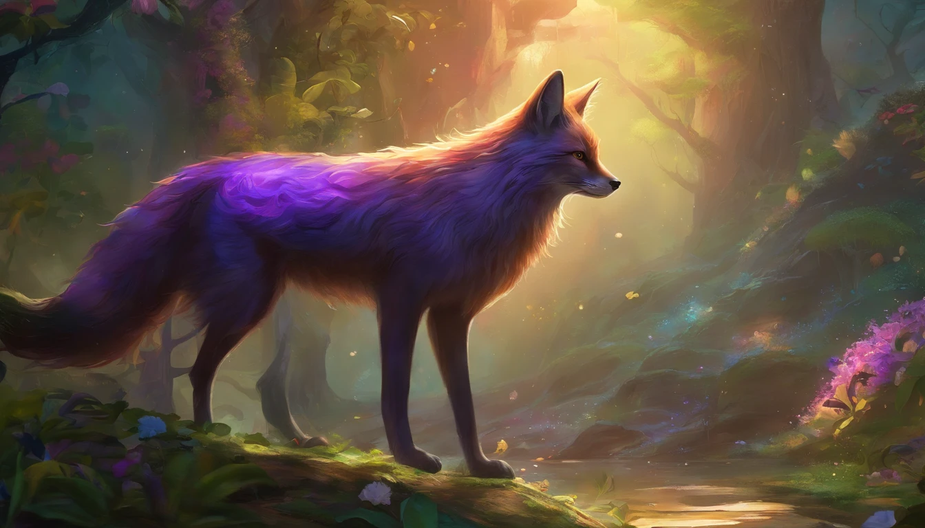(best quality ,4k, 8k, highres, masterpiece:1.2),ultra-detailed,(realistic,photorealistic,photo-realistic:1.37),dark skin teenage girl, gorgeous, thick black long straight hair, brown eyes, thick waist, pretty, anime, fox ears and tail, demon slayer artstyle, vivid colors, sharp focus, glowing purple and blue color palette, intense studio lighting