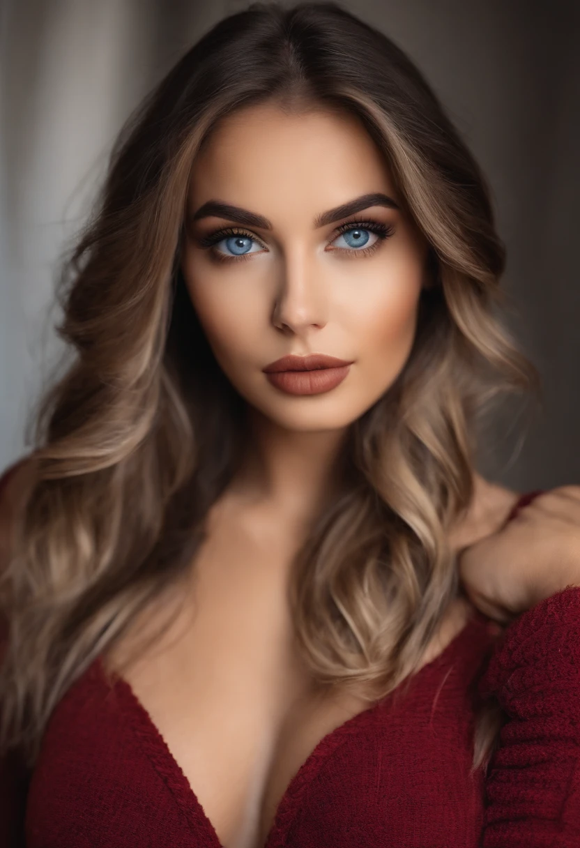 Arafed Mujer totalmente , Chica sexy con ojos azules, Cara ultra realista, meticulosamente detallado, Retrato Sophie Mudd, cabello rubio y ojos grandes, selfie de una mujer joven, Ojos del dormitorio, Violeta Myers, sin maquillaje, Maquillaje natural, staring directly into camera, cara con artgram, maquillaje sutil, Impresionante foto de cuerpo completo arrodillado en la cama, En el dormitorio, Medium to large size bust, sin sujetador ni bragas
