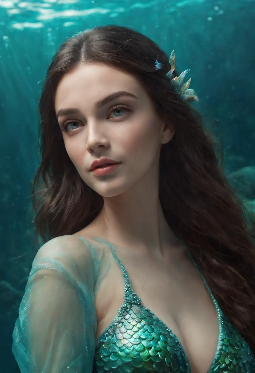 (Professional 3D rendering:1.3) ((corpo inteiro de uma sereia nadando)) (Realistic:1.3) Foto de arte mais bonita do mundo,(((black hair))), ((olhos castanhos detalhados)), morena, Mediterranean face, beautiful face, caucasiana, ((cauda longa da sereia)), (((aletas de sereia detalhadas))), corpo inteiro, movimento, Soft and bright features, ((Epic fantasy mermaid long hair in dynamic pose,cauda cheia, fantastic location, majestoso ambiente desordenado)), corpo inteiro 8k unidade render, action shot, poros da pele, sombreamento pesado, circunstanciado, Rosto detalhado, (vibrante, fotografia realista, Realistic, Dramatic, Escuro, foco nítido, 8k), (Escamas de Peixe:1.4), ((((Cauda da Sereia)))), (intrincado:1.4), decadente, (altamente detalhado:1.4), pintura digital, rendering by octane, art stations, Conceito-Arte, liso, foco nítido, illustration, germe da arte, (Loish:0.23), (global ilumination, studiolight, Light Volumetric), underwater, oceano, patife, fantasia, sereia, ((fundo do oceanoo:1.3)),((Vida marinha:1.3)),((Corais:1.3)),CGSesociedade,art stations